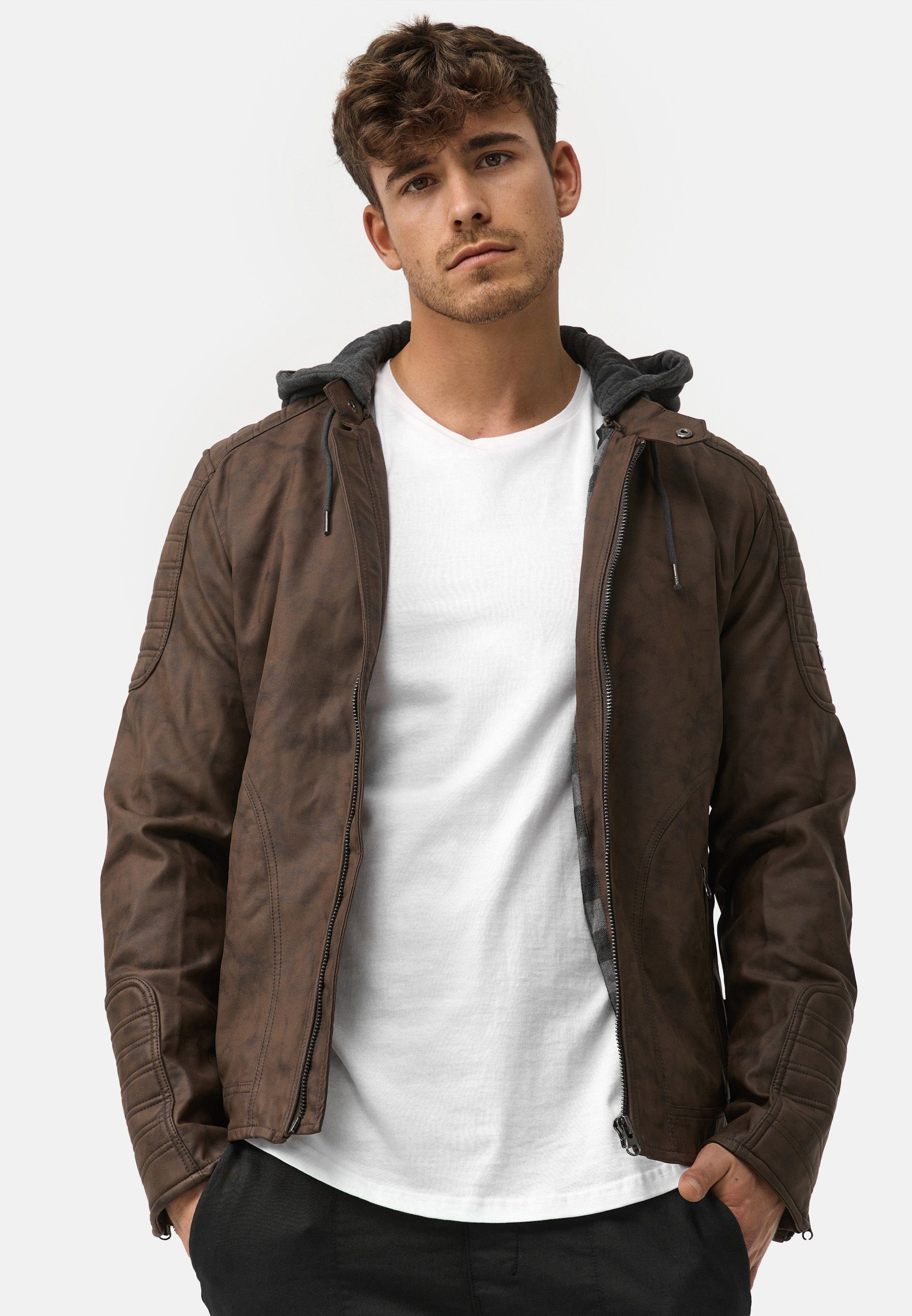 Lederimitatjacke Indicode Dk Miguel Grey