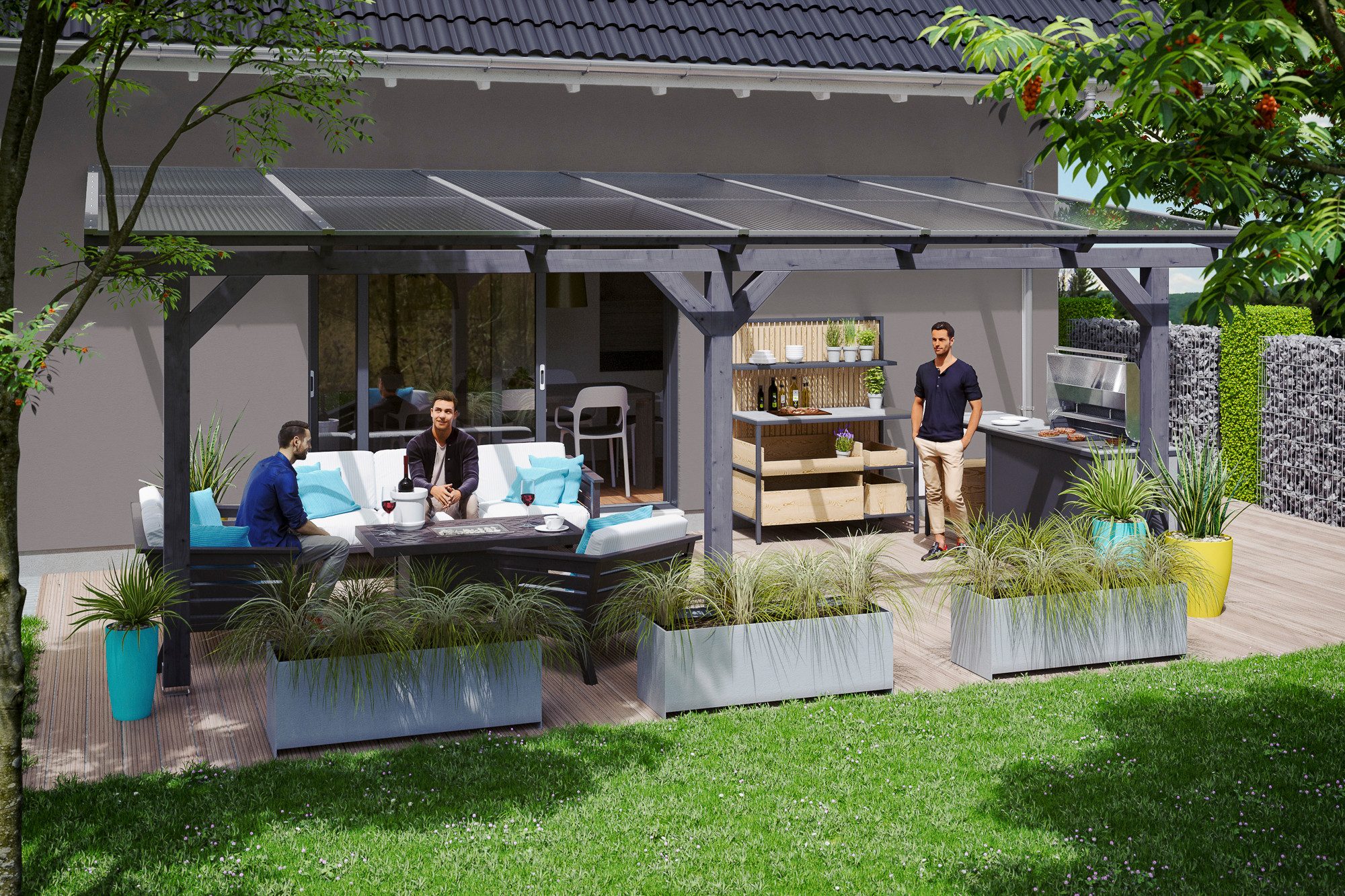 Skanholz Terrassendach Bormio, BxT: 648x350 cm, Bedachung Doppelstegplatten