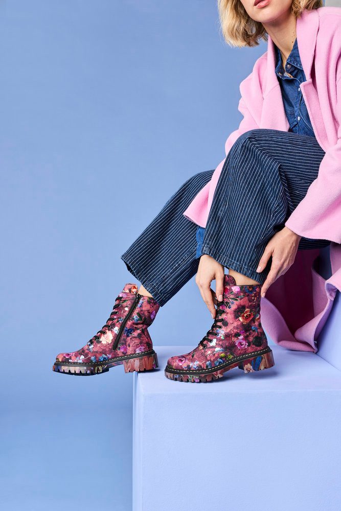 Rieker Schnürboots Schnürstiefelette, Profilsohle, in veganer Verarbeitung