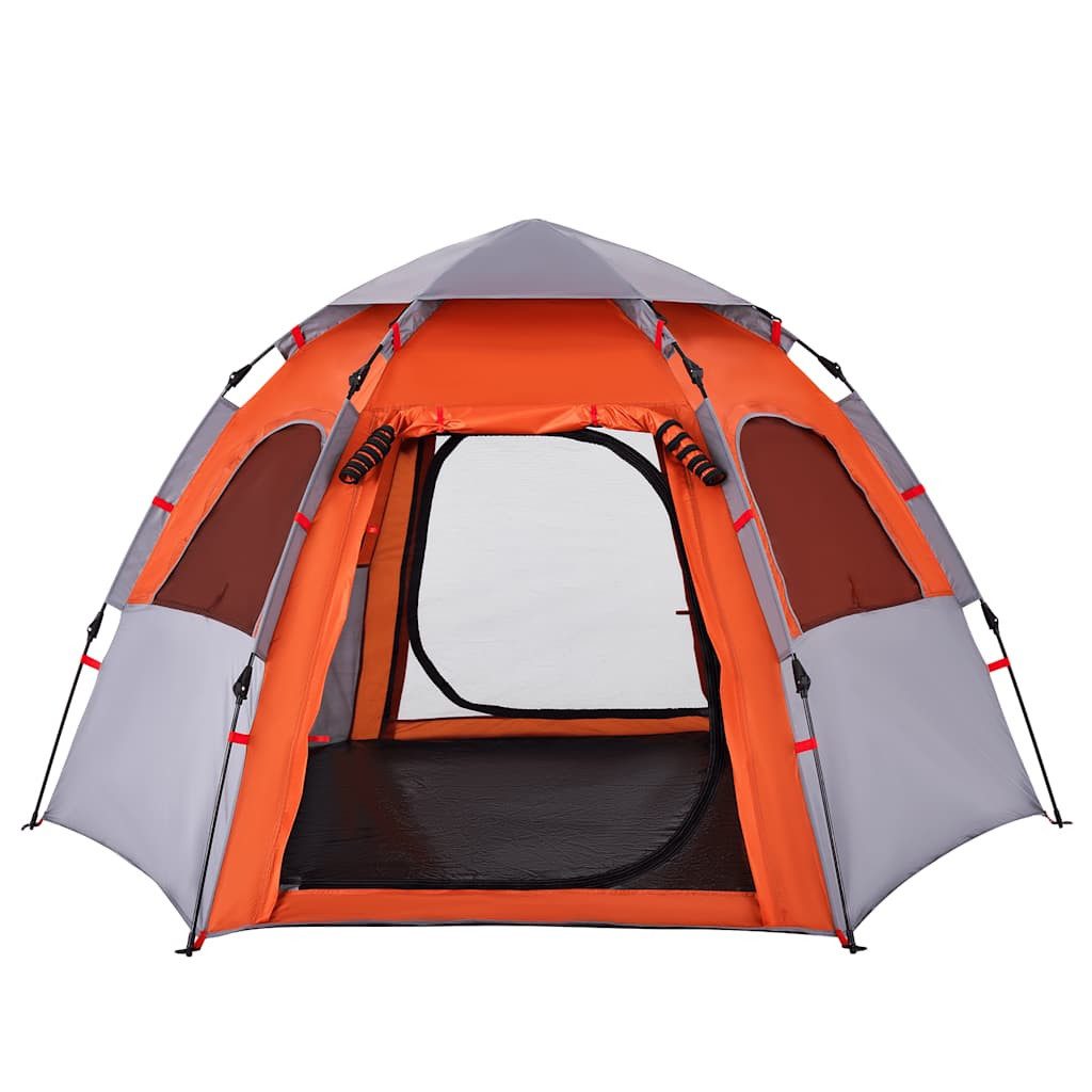 furnicato Faltzelt Campingzelt Kabine 260x217x150 cm Grau-Orange, (1 tlg), Wetterfestes Familienzelt für 4 Personen mit Quick-Release-System