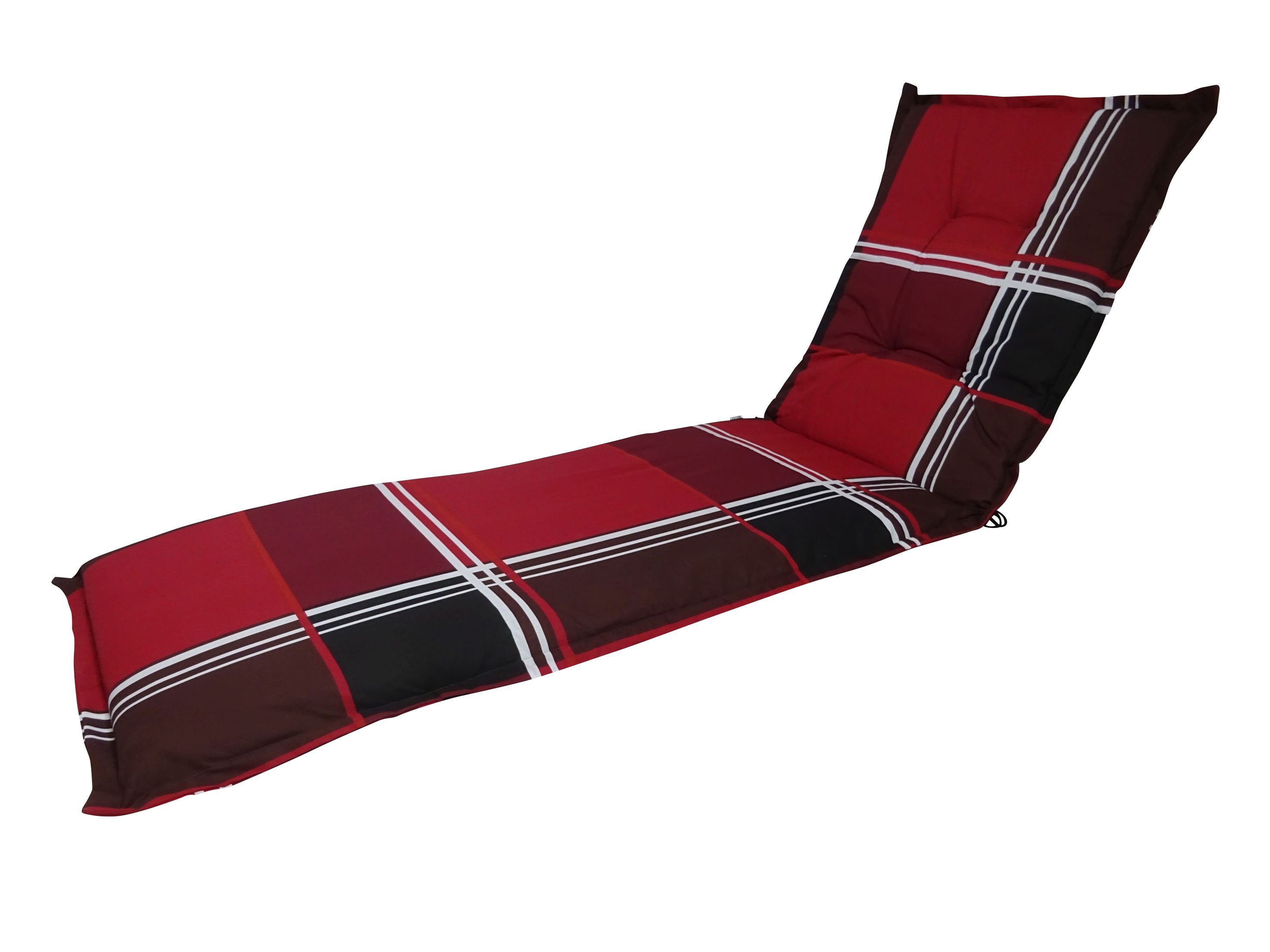 Madison Liegenauflage A 023 rot kariert 200x60 cm Auflage für Liege Kissen Polster Einlage, (1 St., 1 Stück), UV-beständig für Gartenliegen
