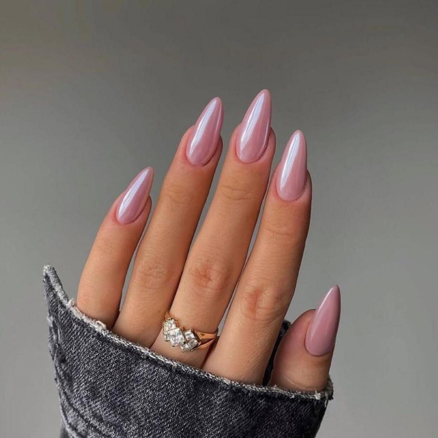 LuxusKollektion Kunstfingernägel Press On Nägel Glitzer Acryl Mandel Mittel Bling 24 Glasiert Alt Rosa