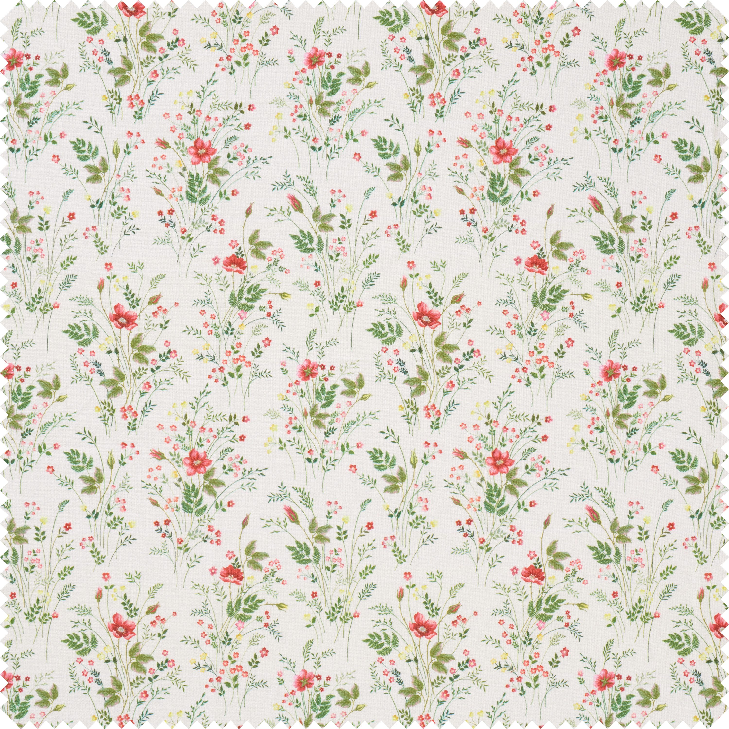 Westfalenstoffe Stoff Baumwoll-Stoff Florenz Farn mit Blumen, 150 cm, Meterware