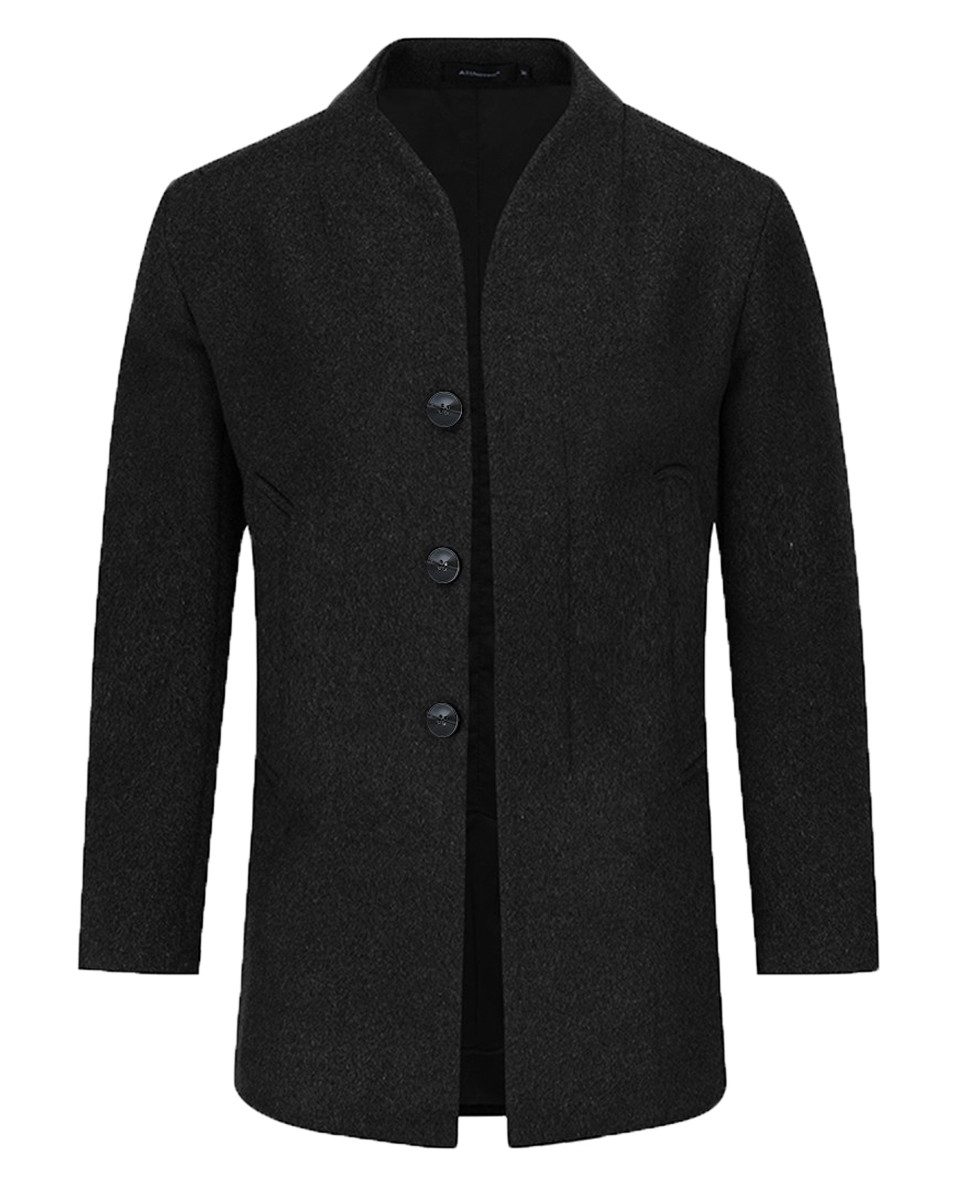 Allthemen Kurzmantel Herren Wollmantel im Slim Fit Wintermantel kurz
