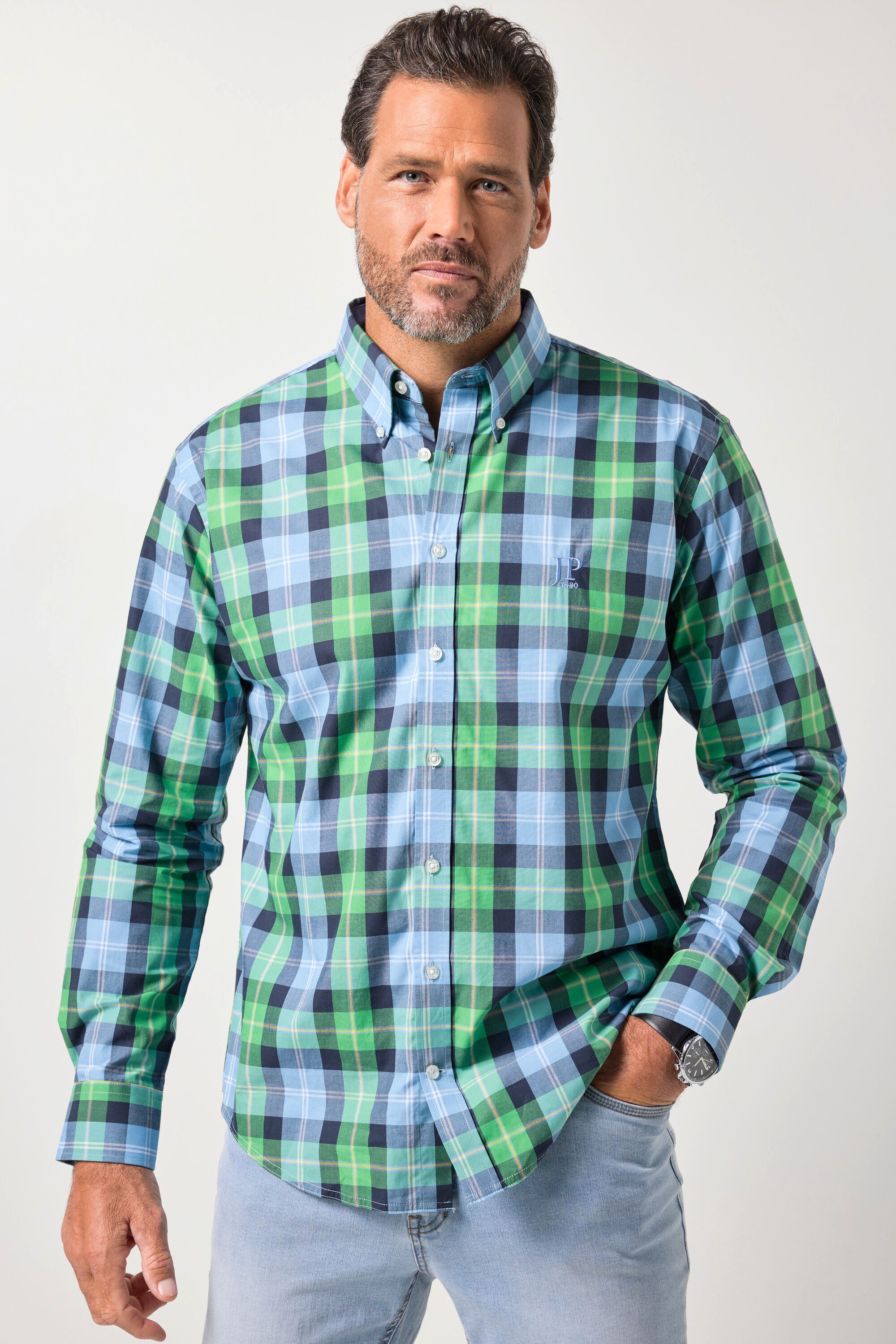 JP1880 Businesshemd Karohemd Langarm Buttondown-Kragen Modern Fit günstig online kaufen