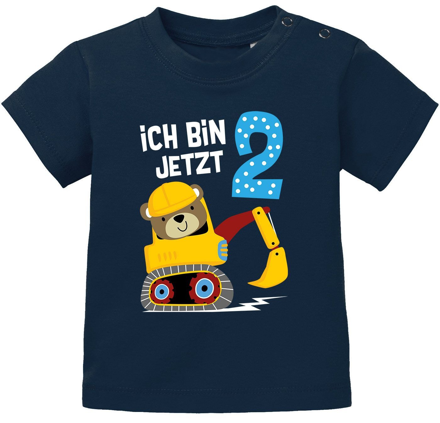 Print-Shirt Baby T-Shirt erster, zweiter Geburtstag Bär Bagger Bauarbeiter