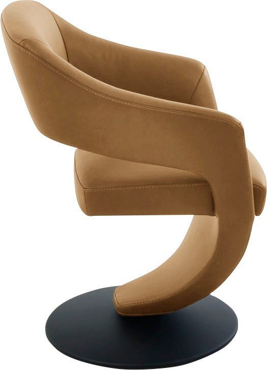 Sitzkomfort, Drehstuhl K+W Drehteller mit in hohem Wohnen Leder-Drehsessel & Kansas, schwarz Design Komfort 71 curcuma