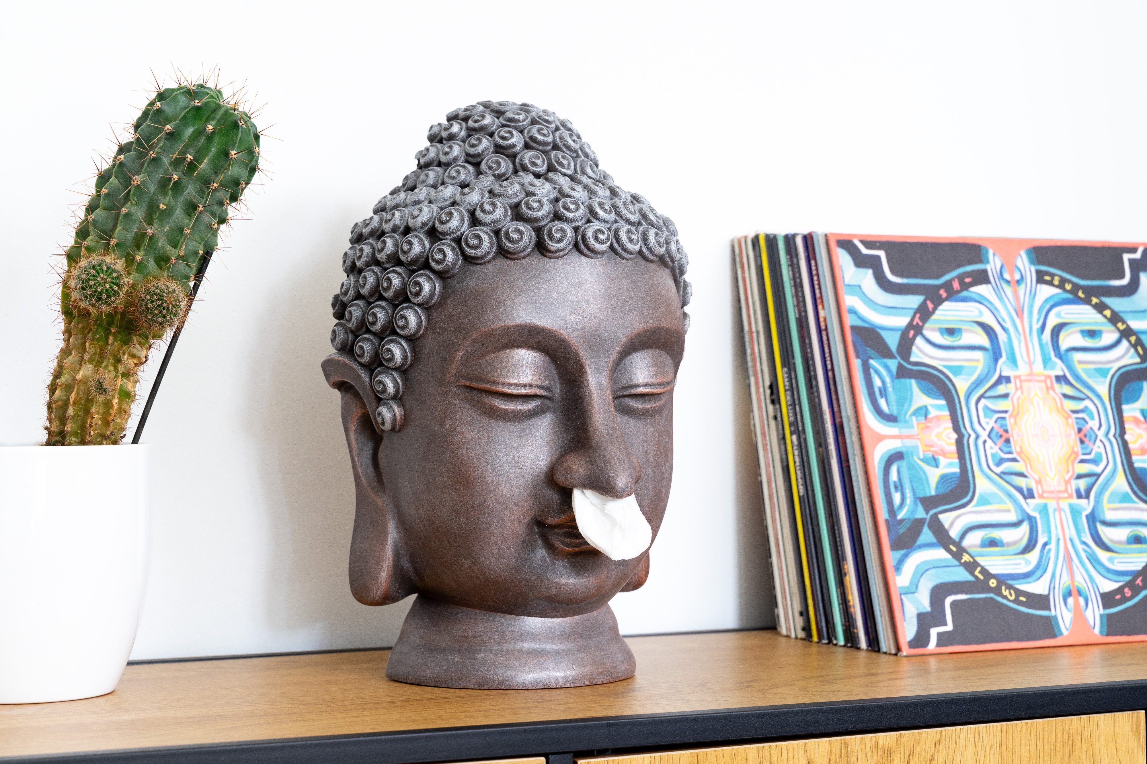NEUSTEIN Buddhafigur Buddha Kopf Taschentuchbox Taschentuchspender – Bild 4 von 5