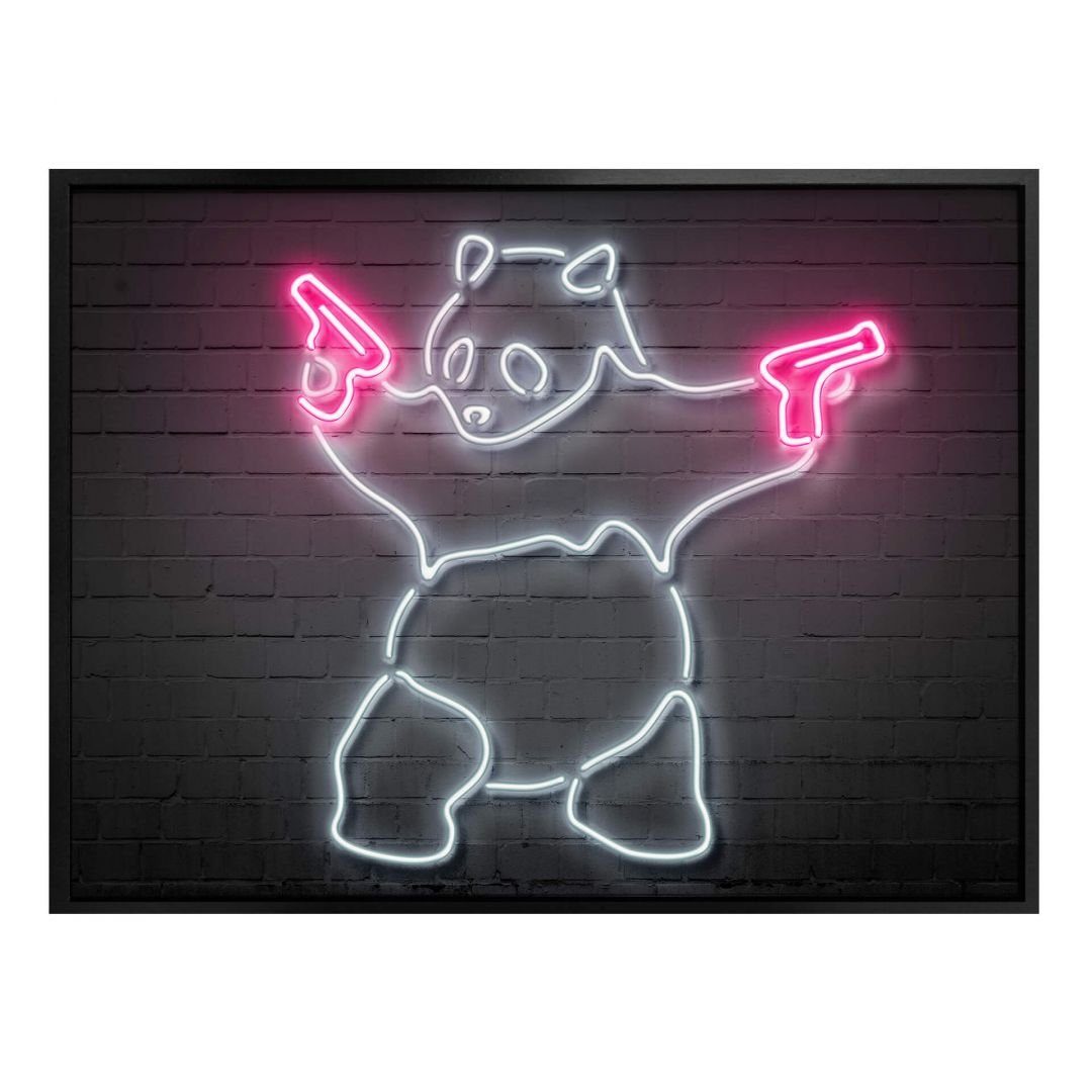 K&L Wall Art Poster Poster Mielu Neon Streets Kult Retro Kung Fu Panda Bär Pew Pew, Wohnzimmer Wandbild modern