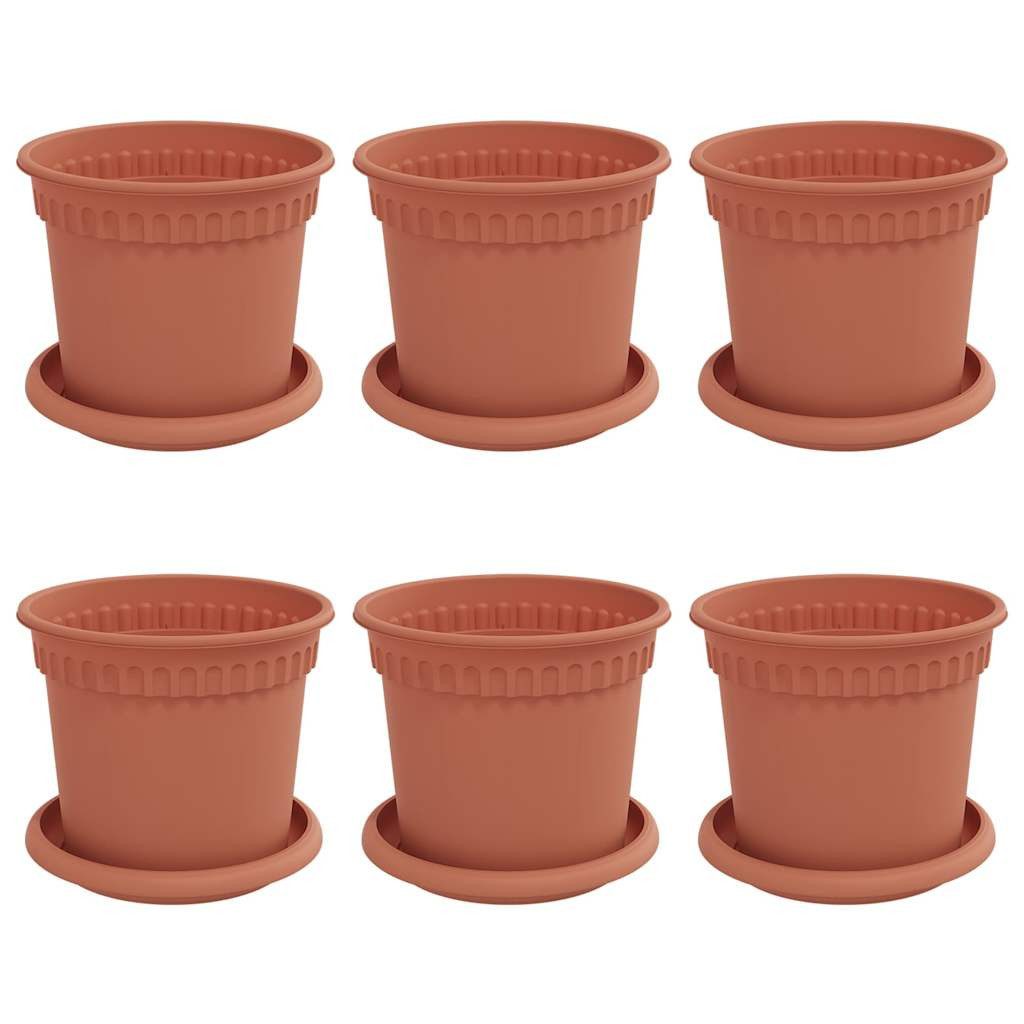 vidaXL Blumentopf Blumentöpfe 6 pcs Ziegelrot Ø 15 x 12 cm Kunststoff (6 St)