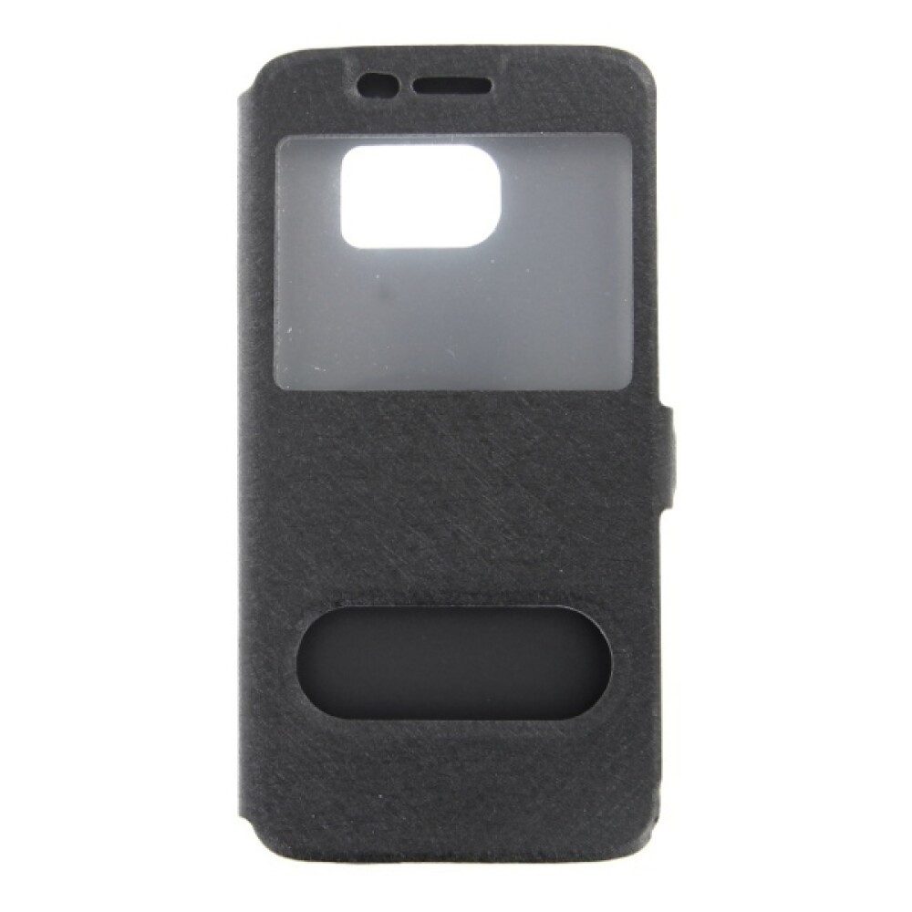 Handytasche Flip Cover Handyhülle für Samsung Galaxy S7 Schwarz Schutz Case (Flip Cover)