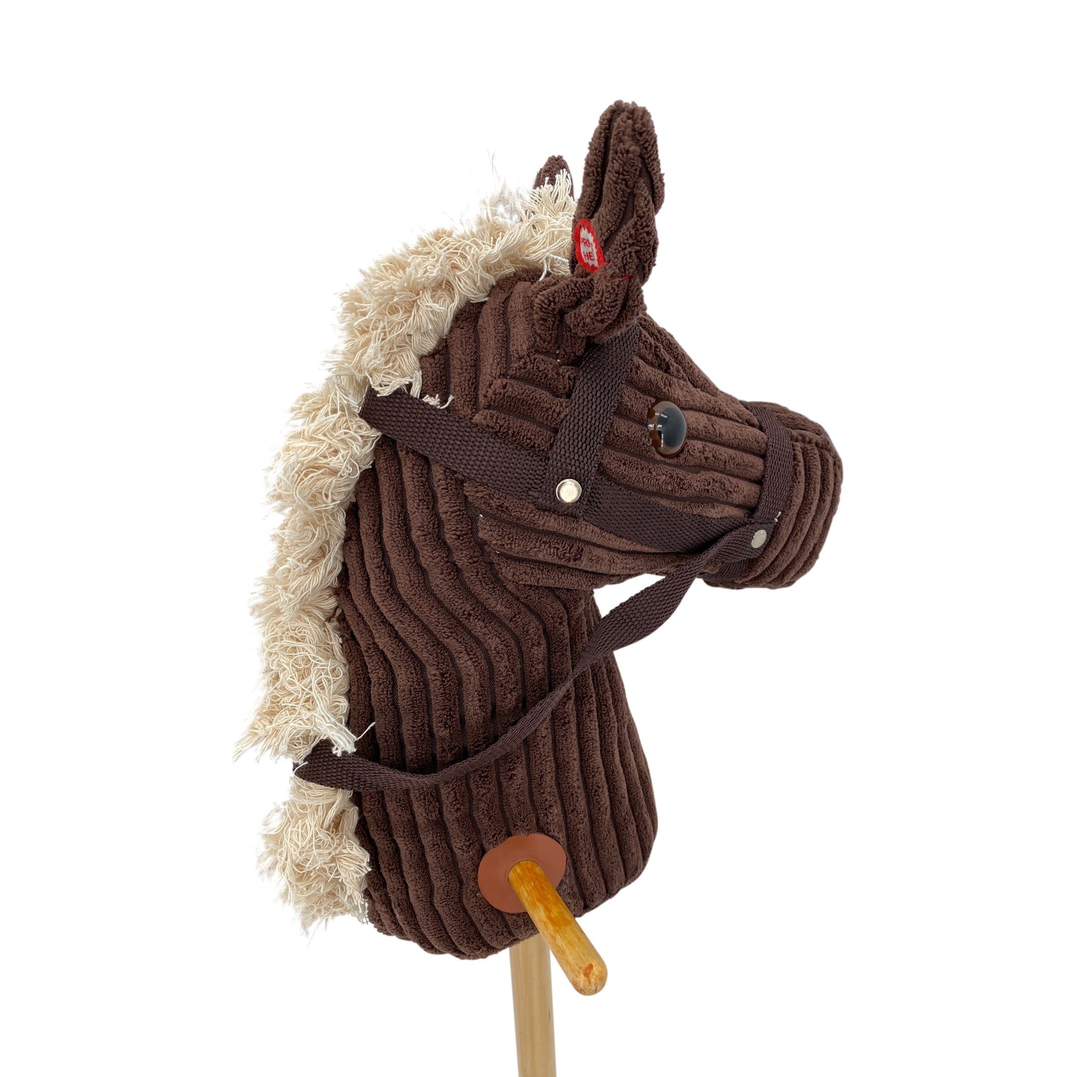 Sweety-Toys Steckenpferd Sweety-Toys 6762 BROWN CORD COTTON Steckenpferd mit Soundfunktion, mit Sound