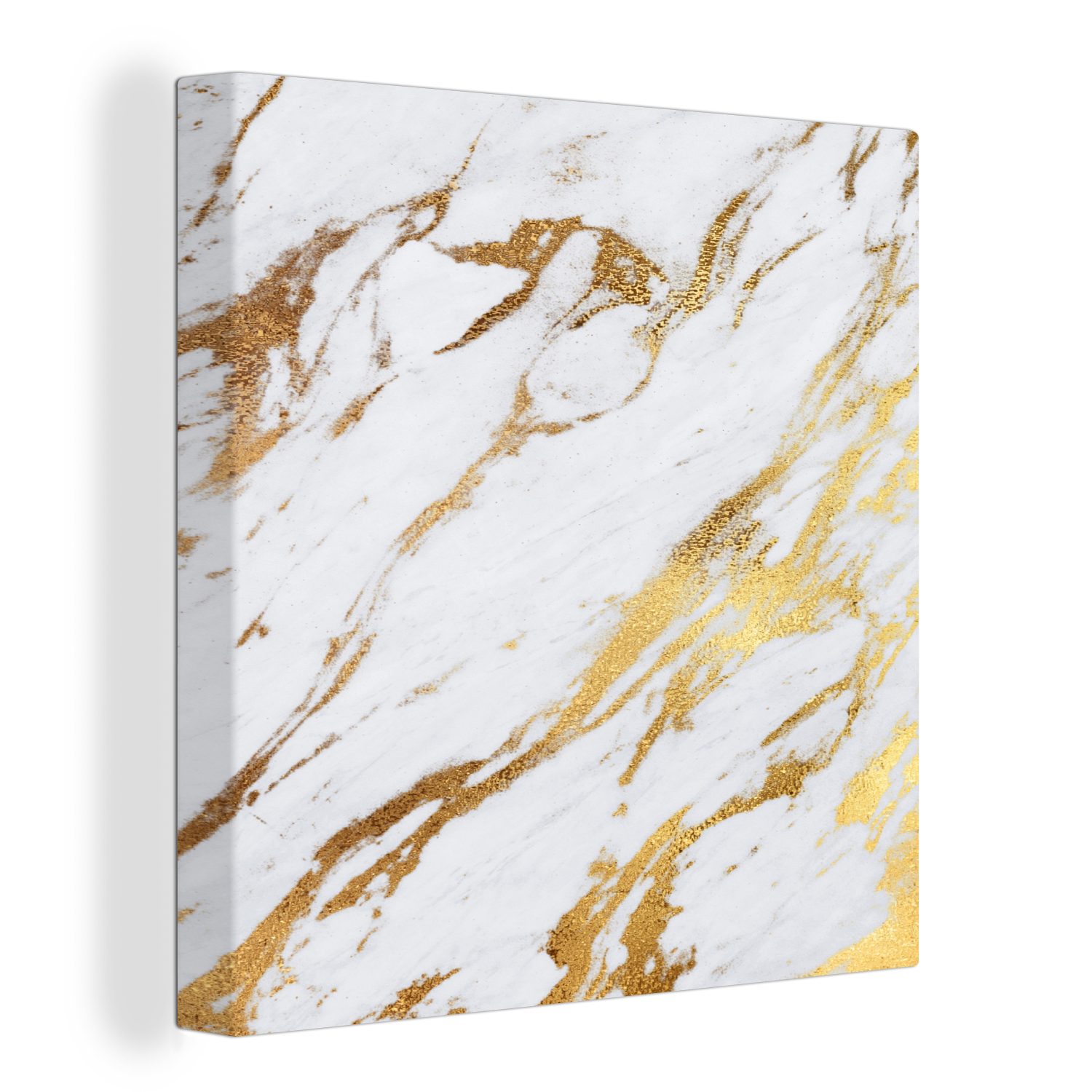 OneMillionCanvasses® Leinwandbild Marmor - Gold - Weiß - Chic, (1 St), Leinwand Bilder für Wohnzimmer Schlafzimmer