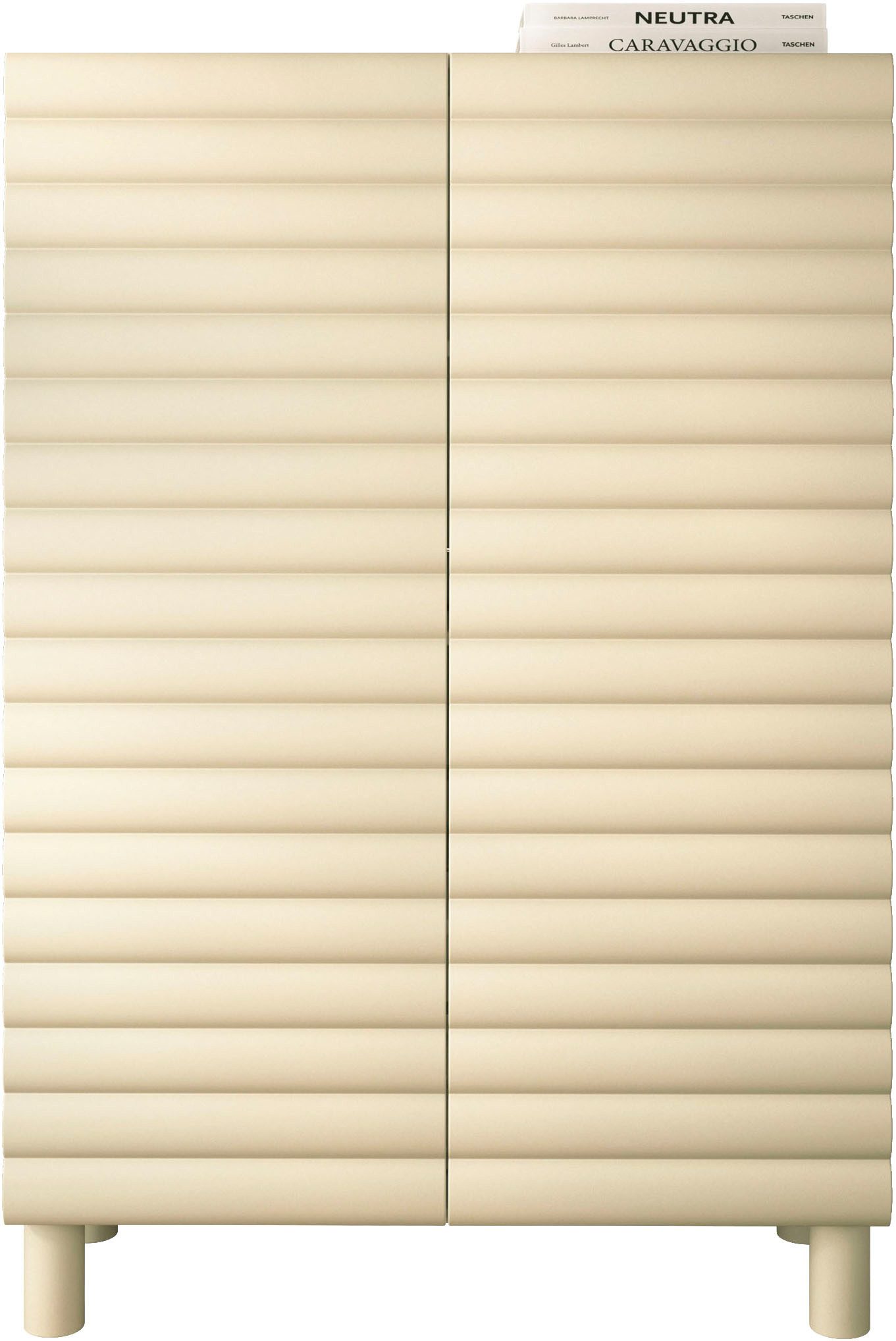 OTTO home Highboard Adria, B/H 101/147 cm, 2 Türen, Hochkommode, Stauraumschrank, Korpus Talco Spatolato, MDF-Fronten in 3D-Design, viel Stauraum