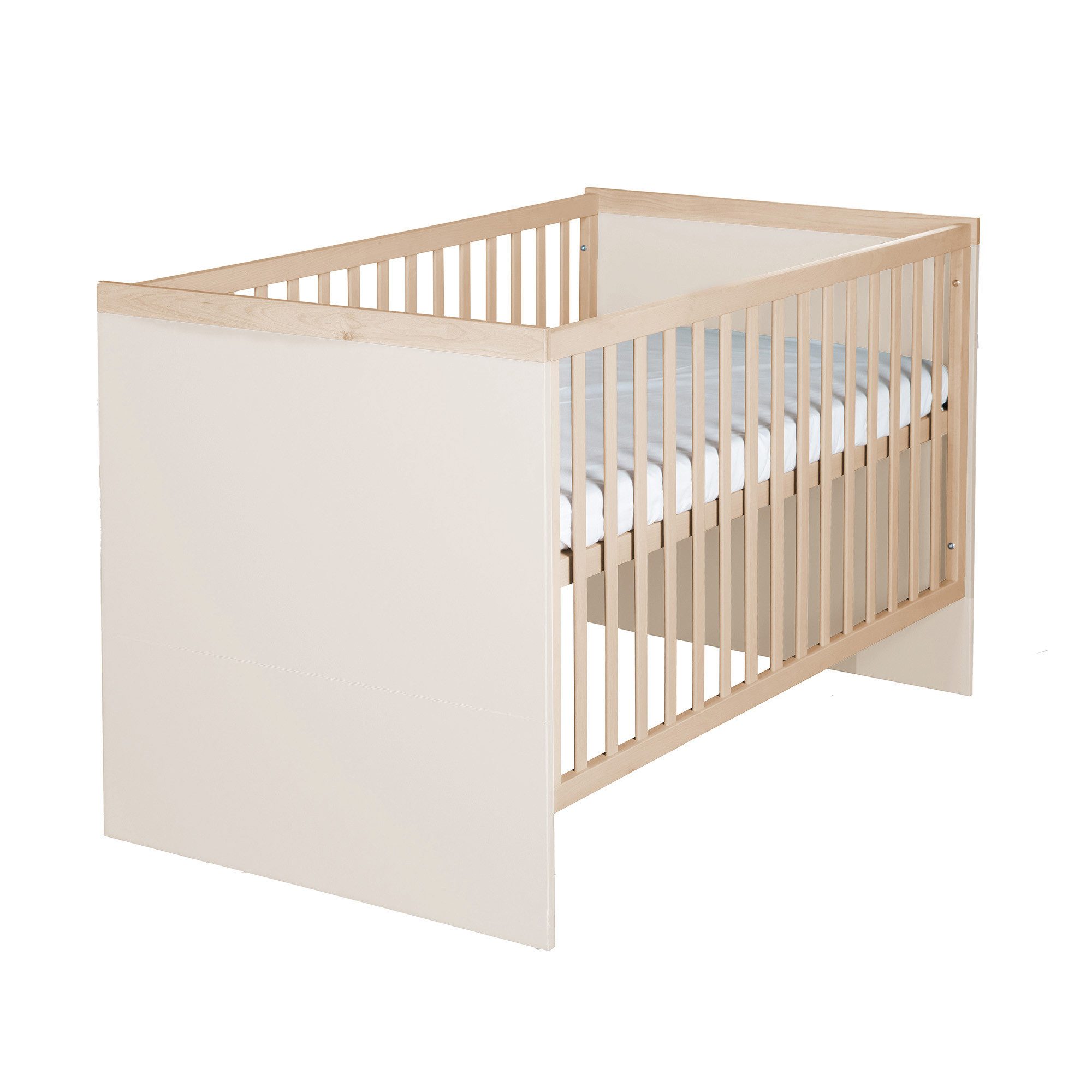 roba® Babybett Elva 70 x 140 cm - Mitwachsendes Gitterbett mit Füßen aus Massivholz, Höhenverstellbar - Schlupfsprossen - Umbaubar zum Juniorbett