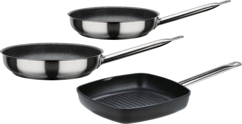 GSW Pfannen-Set Le Chef Profi/Gastro Titanium, Aluminiumguss (Set, 3-tlg),  Induktion