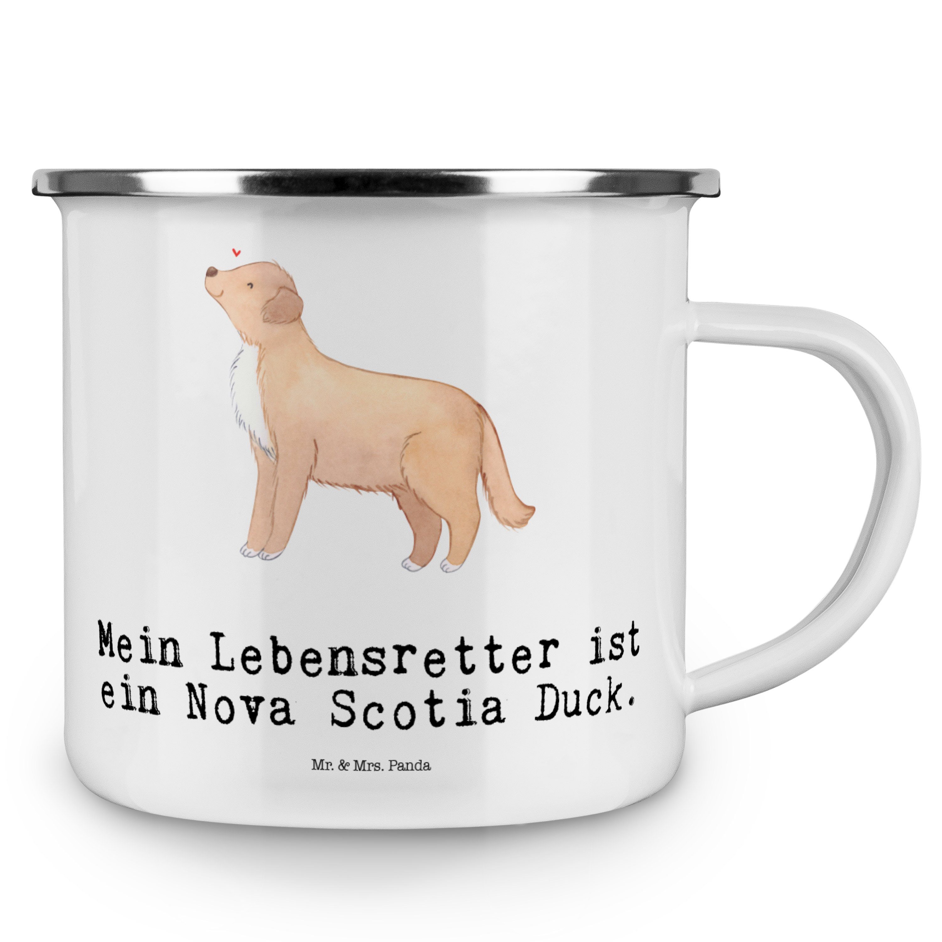 Nova Emaille Geschenk, Becher - Mrs. Weiß Duck & Du, Scotia Mr. Nova Hund, Scotia Panda Lebensretter -