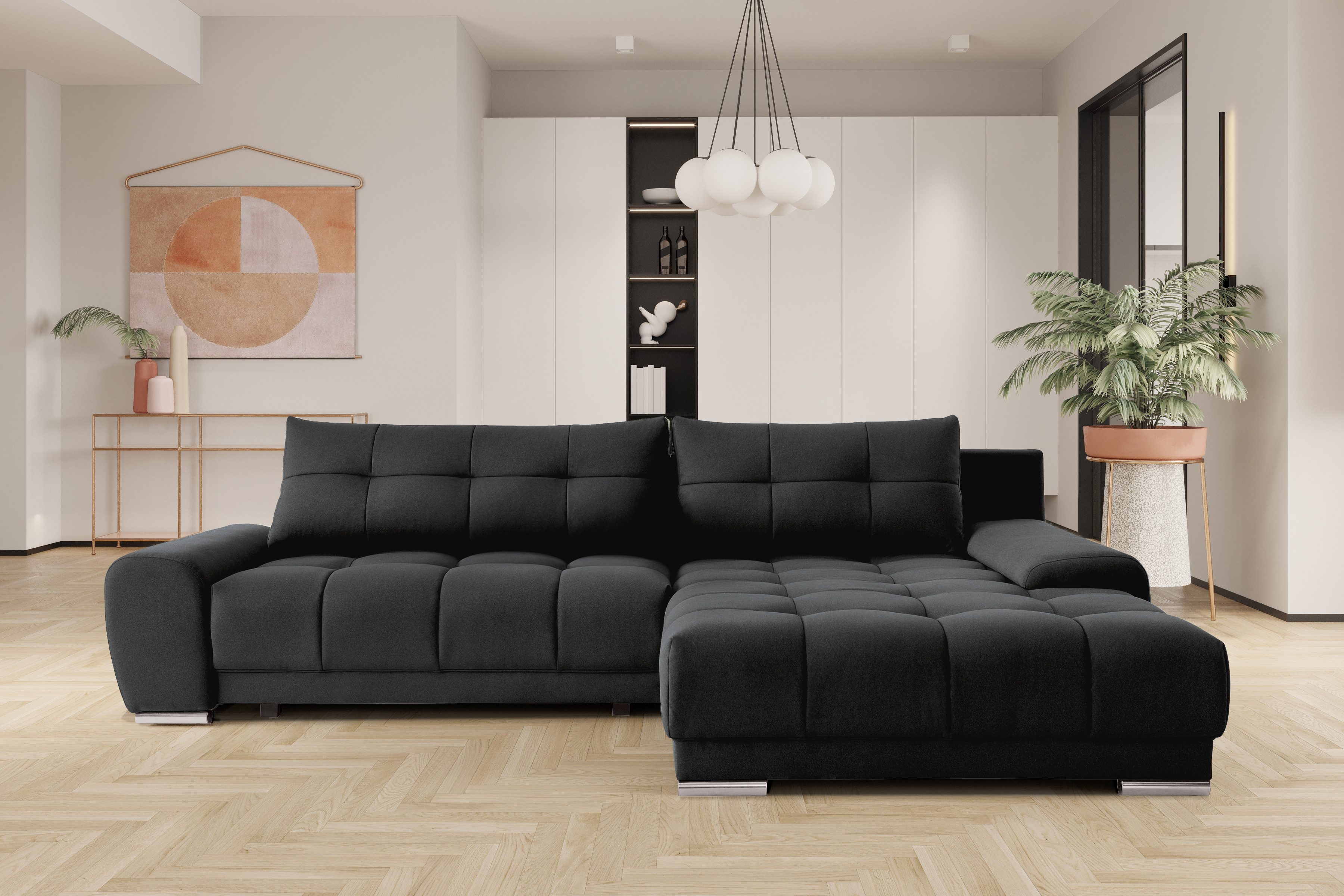 Kaiser Möbel Chaiselongue Ecksofa mit schlaffunktion und bettkasten, Eckcouch WAVE, mit Relaxfunktion, made in Europe, mit Bettfunktion und Staukasten