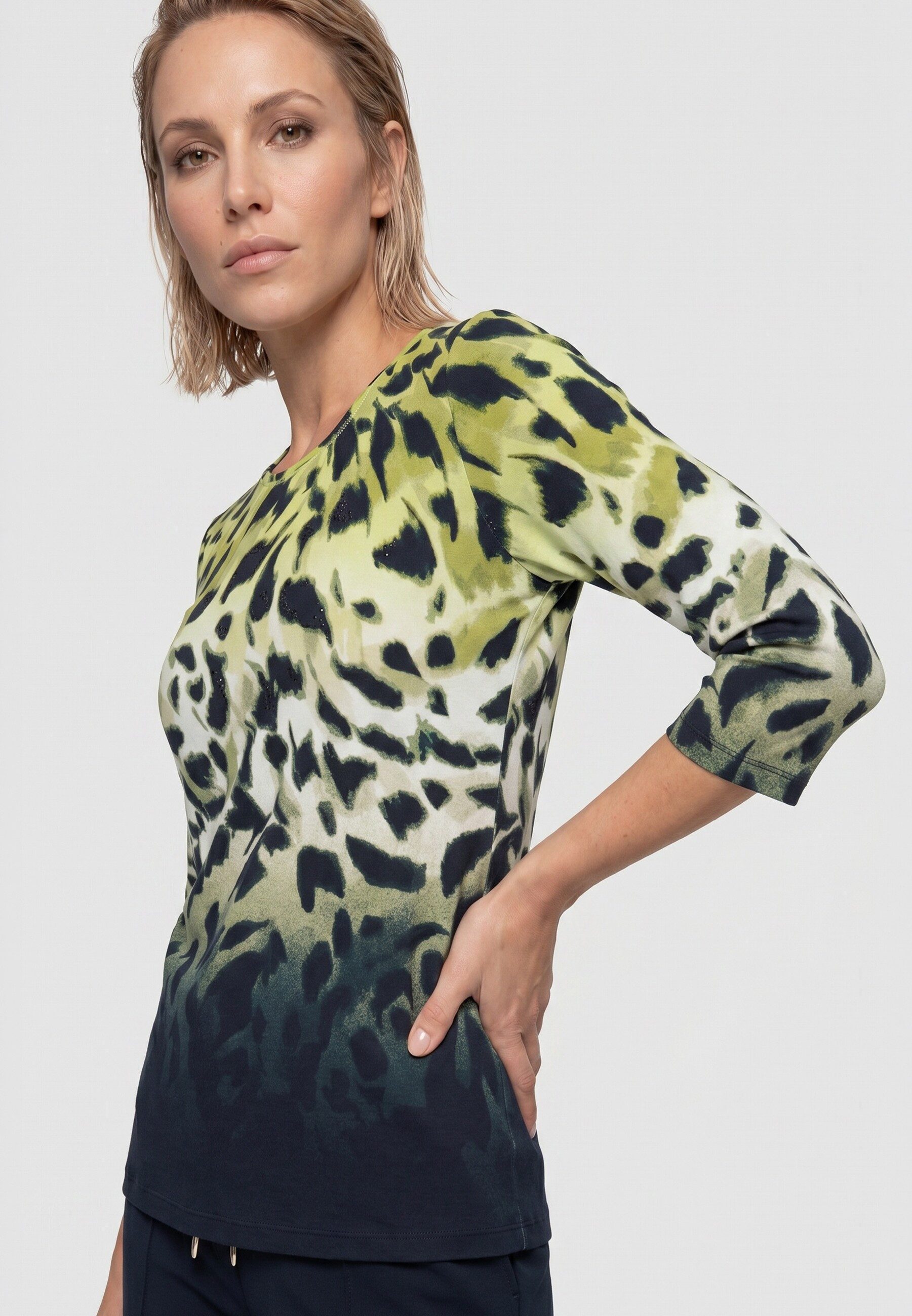 Olsen T-Shirt Shirt mit Panneaux-Print und Zierelementen