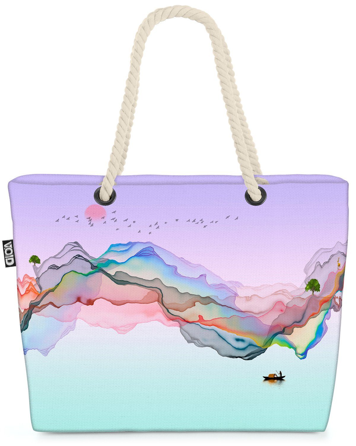 VOID Strandtasche (1-tlg), Kunst Berge Farbe Regenbogen Gemälde Landschaft Himalaya Bonsai Alpen