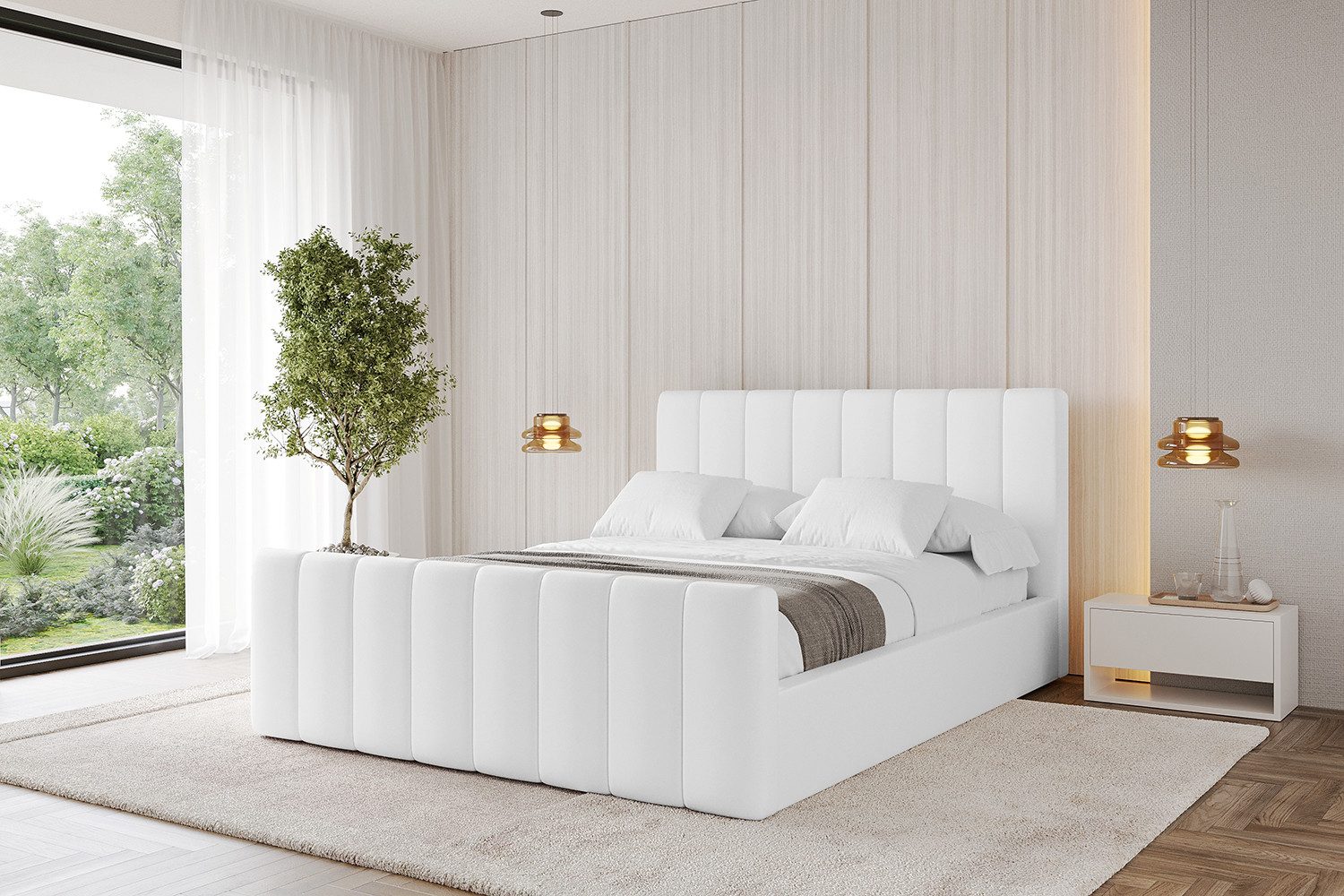 ALTDECOR Polsterbett STERA-Z (Polsterbett mit Bettkasten und Lattenrost, Boxbett ohne Matratze), Doppelbett mit Stauraum, Bett mit Kopfteil