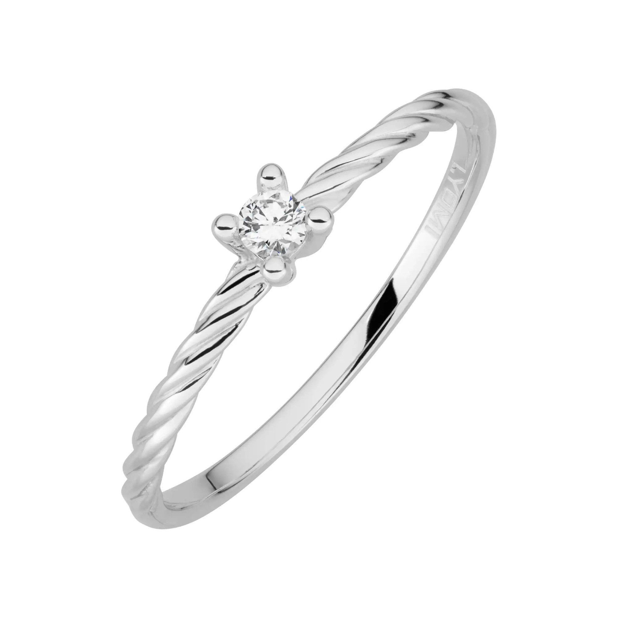 Fingerring 585/- Weißgold 1 synth. Diam. 0,07ct.