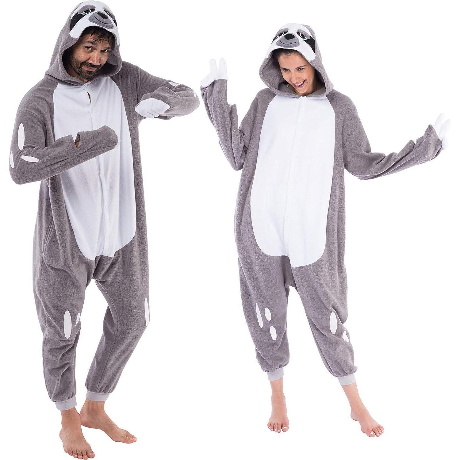 LuxusKollektion Maskottchen-Kostüm Faultier Kostüm Jumpsuit Schlafanzug Plüsch Onesie Erwachsene L Grau