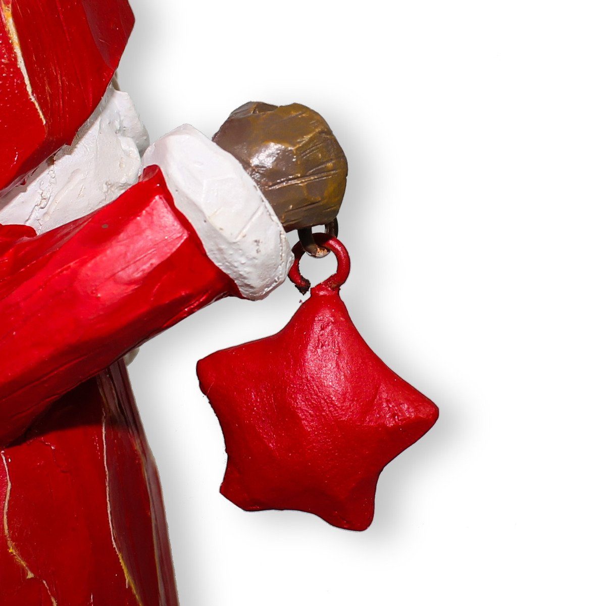 Figur Fensterdeko als auch geeignet in mit 21cm, Weihnachtsmann Stern Holz-Optik Holzschnittoptik, colourliving Handbemalt, Weihnachtsfigur