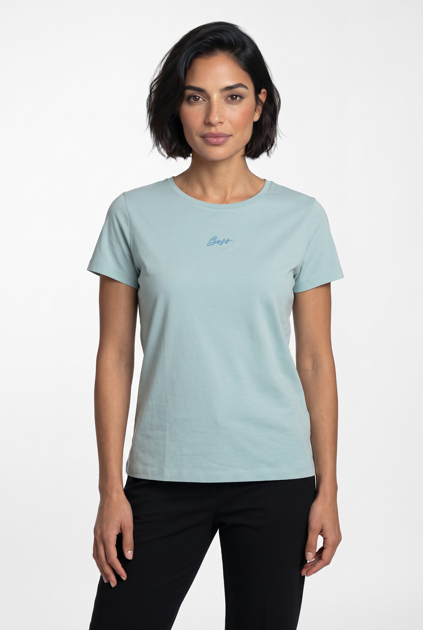 BOSS ORANGE T-Shirt Elove Embro Premium Damenmode mit Rundhals, Slim Fit