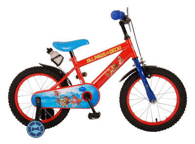 LeNoSa Kinderfahrrad PAW PATROL • Jungen Fahrrad 12 / 16 Zoll (Rot- Blau), 1 Gang, Handbremse & Rücktrittbremse