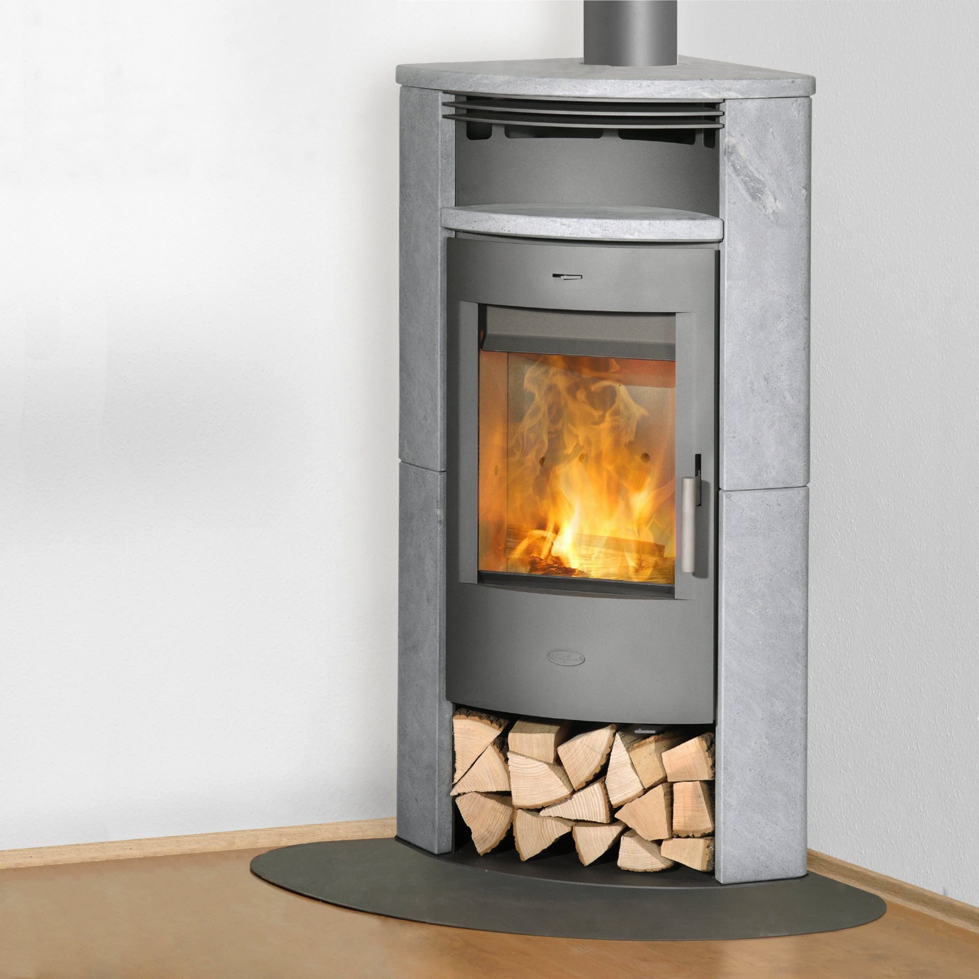 Fireplace Kaminofen Fireplace Malta Speckstein Eckkaminofen Stahl Schwarz R3500, 6 kW