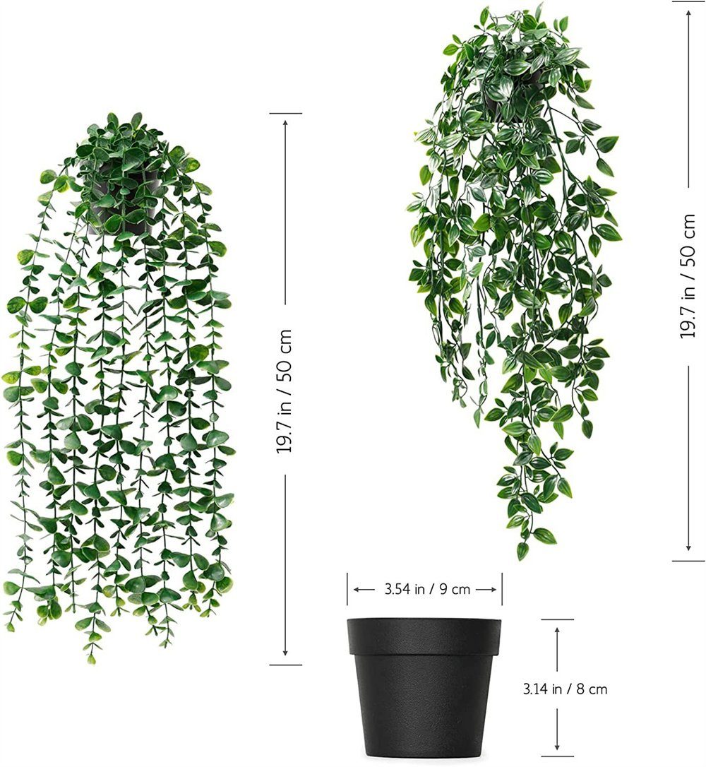 Pflanze breit) Künstliche Simulation Stück( Greenery Kunstpflanze Topf, Eukalyptus Rouemi, 2 lang, hängende Set, 10cm 55cm