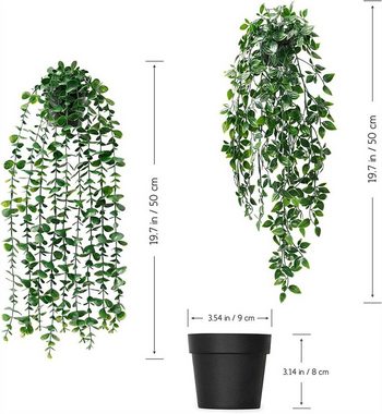 Kunstpflanze Künstliche Pflanze Topf, hängende Simulation Eukalyptus Greenery Set, Rouemi, 2 Stück( 55cm lang, 10cm breit)