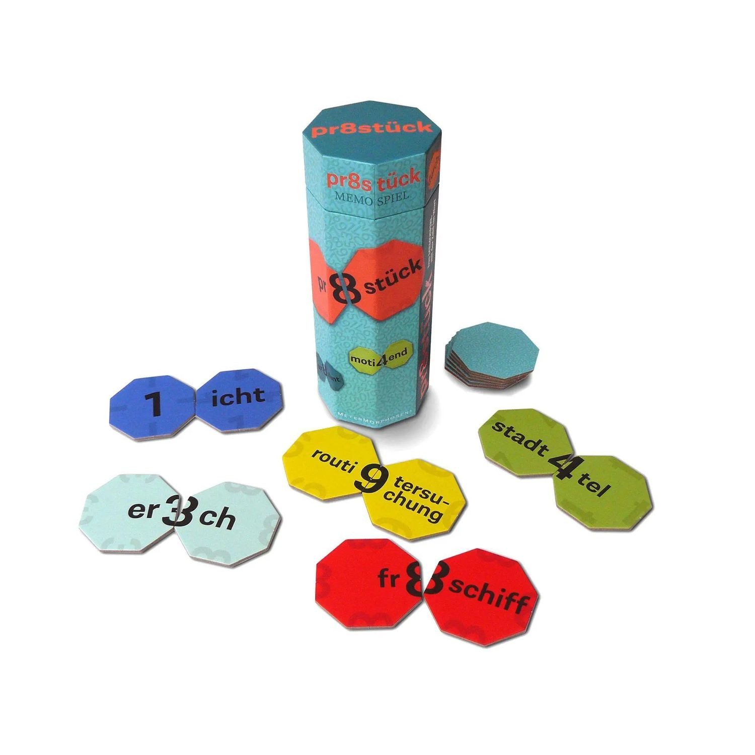Metermorphosen Spiel Prachtstück /Pr8stück. Das Memospiel mit der Zahl im Wort