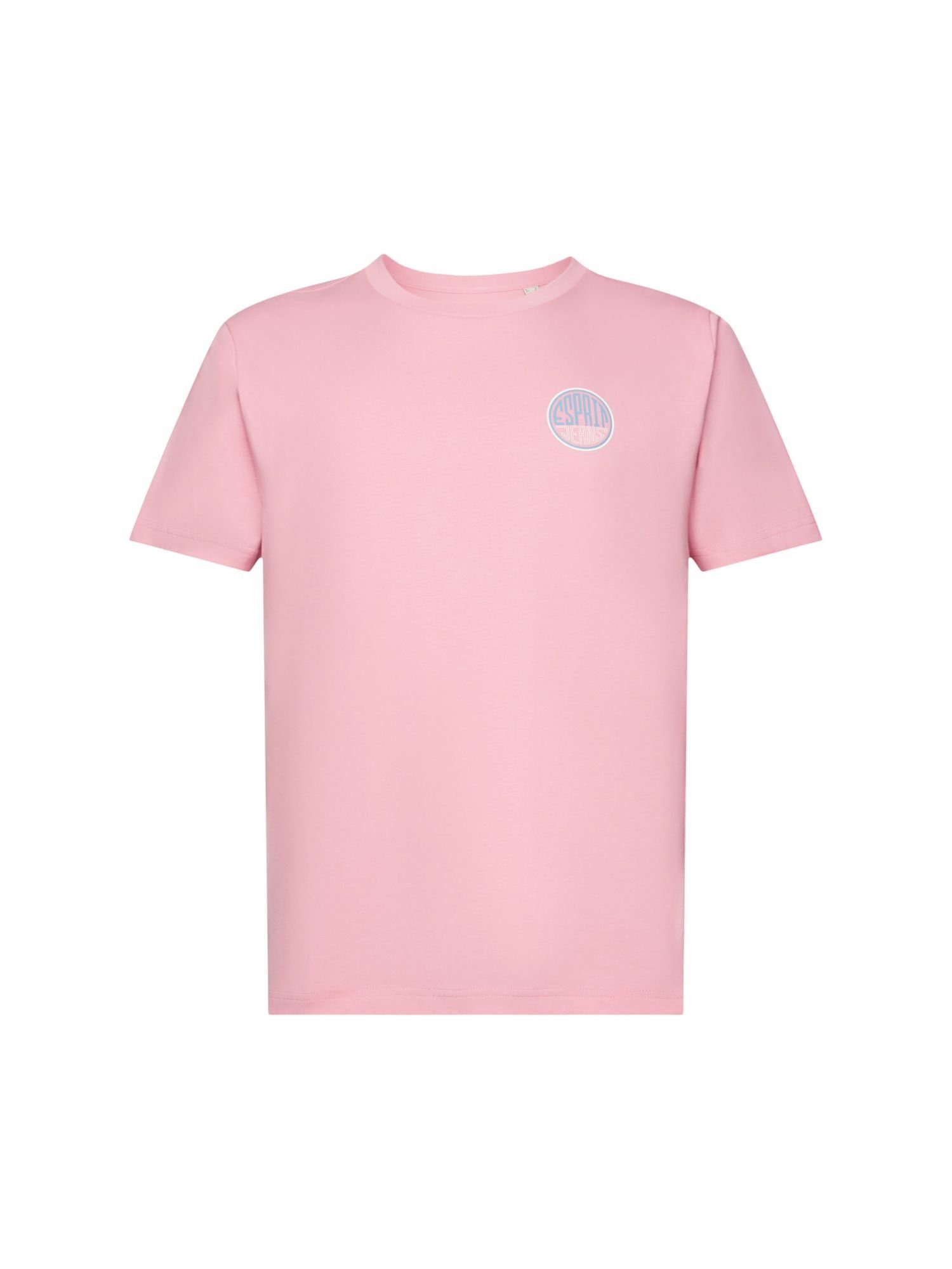 Esprit Langarmshirt Baumwoll-T-Shirt mit Print auf der Brust (1-tlg) PINK