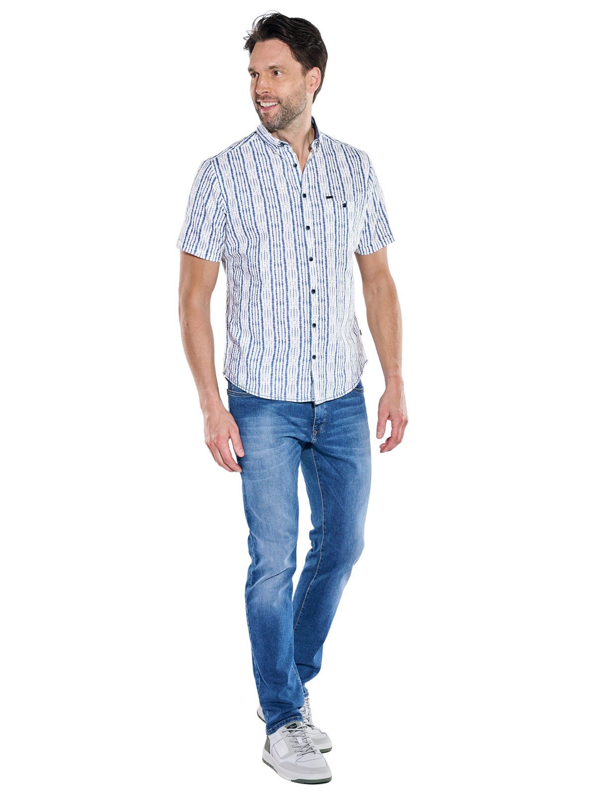 Engbers Kurzarmhemd Herren Kurzarmhemd mit Streifen und Brusttasche, Marineblau