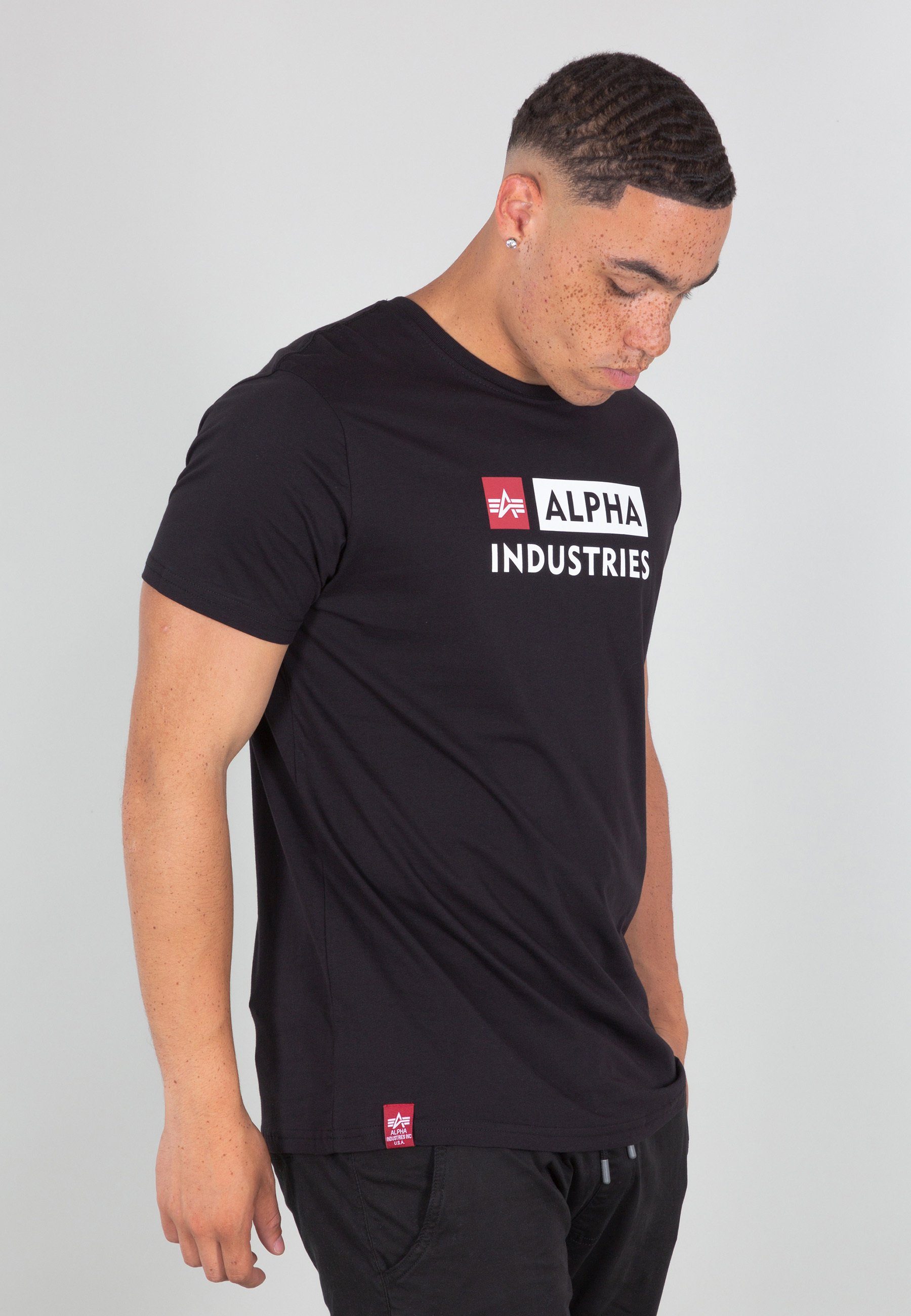 - T-Shirts black Block-Logo Alpha Alpha T-Shirt Industries Alpha Industries Men T