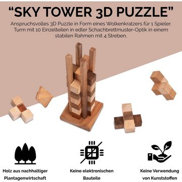 Logoplay Holzspiele Spiel, Sky Tower - Wolkenkratzer - 3D Puzzle - Knobelspiel im stabilen HolzrahmenHolzspielzeug