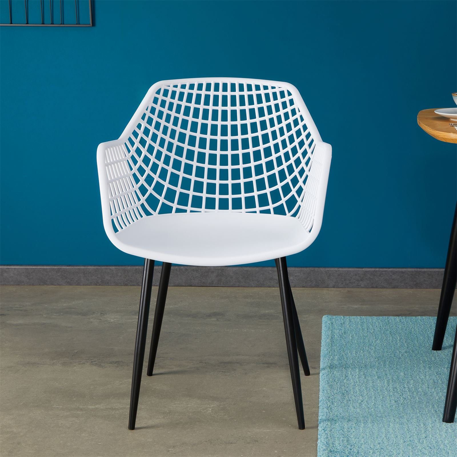 Küchenstuhl (4 Kunsts Retro 4er St), Design Stühle weiß LUCIA IDIMEX Esszimmerstuhl mit Set Esszimmerstuhl Sitz