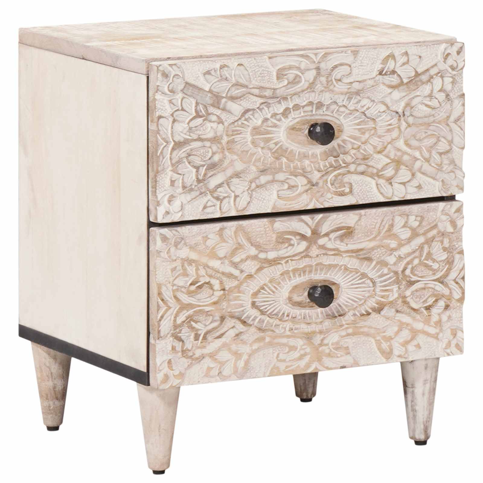 vidaXL Nachttisch Nachttisch Weiß 40 x 33,5 x 46 cm Massivholz (1-St)