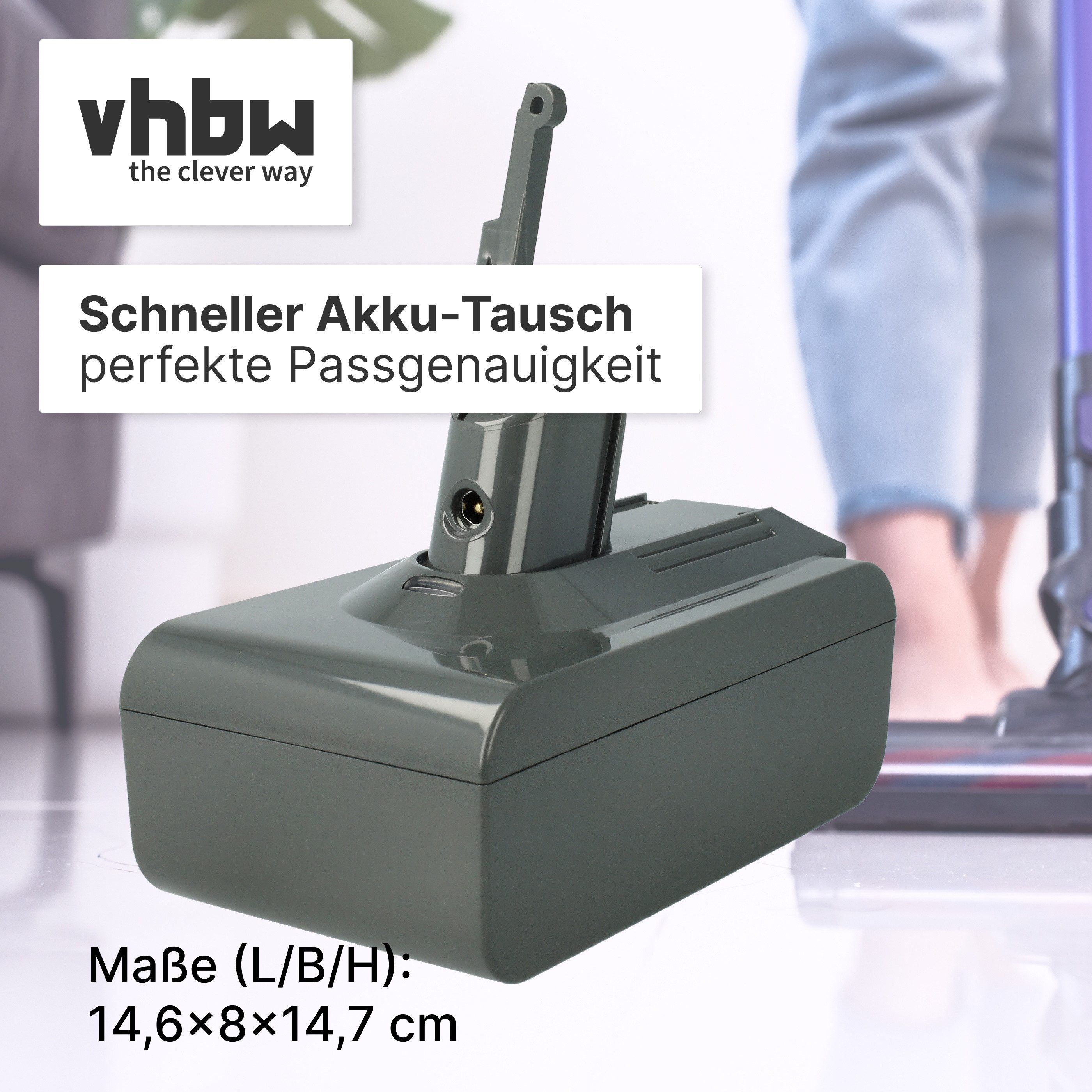 vhbw passend für Dyson SV10, V8, V8 Absolute Cord-Free, SV12, V8 Animal, V8 Staubsauger-Akku Akku Li-Ion 5000 mAh (21,6 V, 1 St), Leistungsfähiger Austausch-Akk – Bild 4 von 5