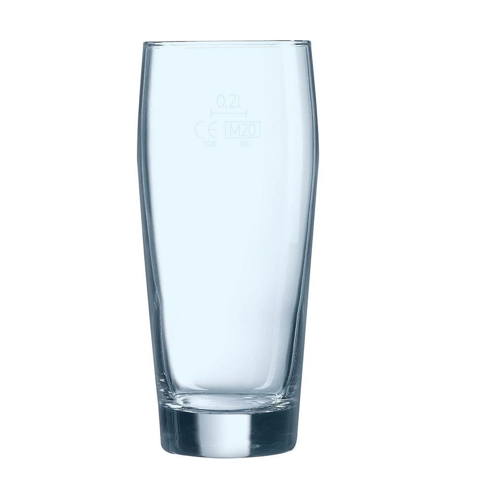 Arcoroc Bierglas Arcoroc Willi Becher 265 ml geeicht auf 200 ml 12er Set, Glas