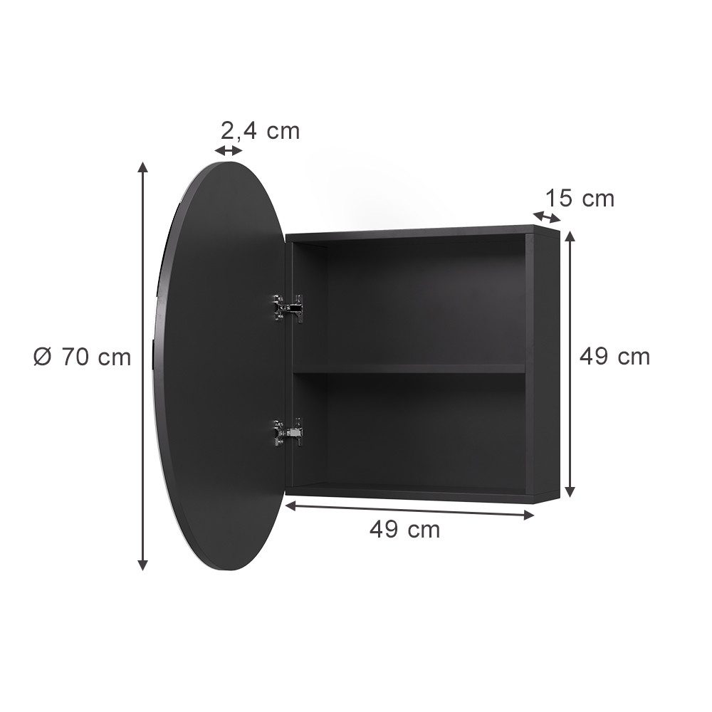 Vicco Badezimmerspiegelschrank Loki, Anthrazit, 70 x 70 cm mit 2 Fächern günstig online kaufen