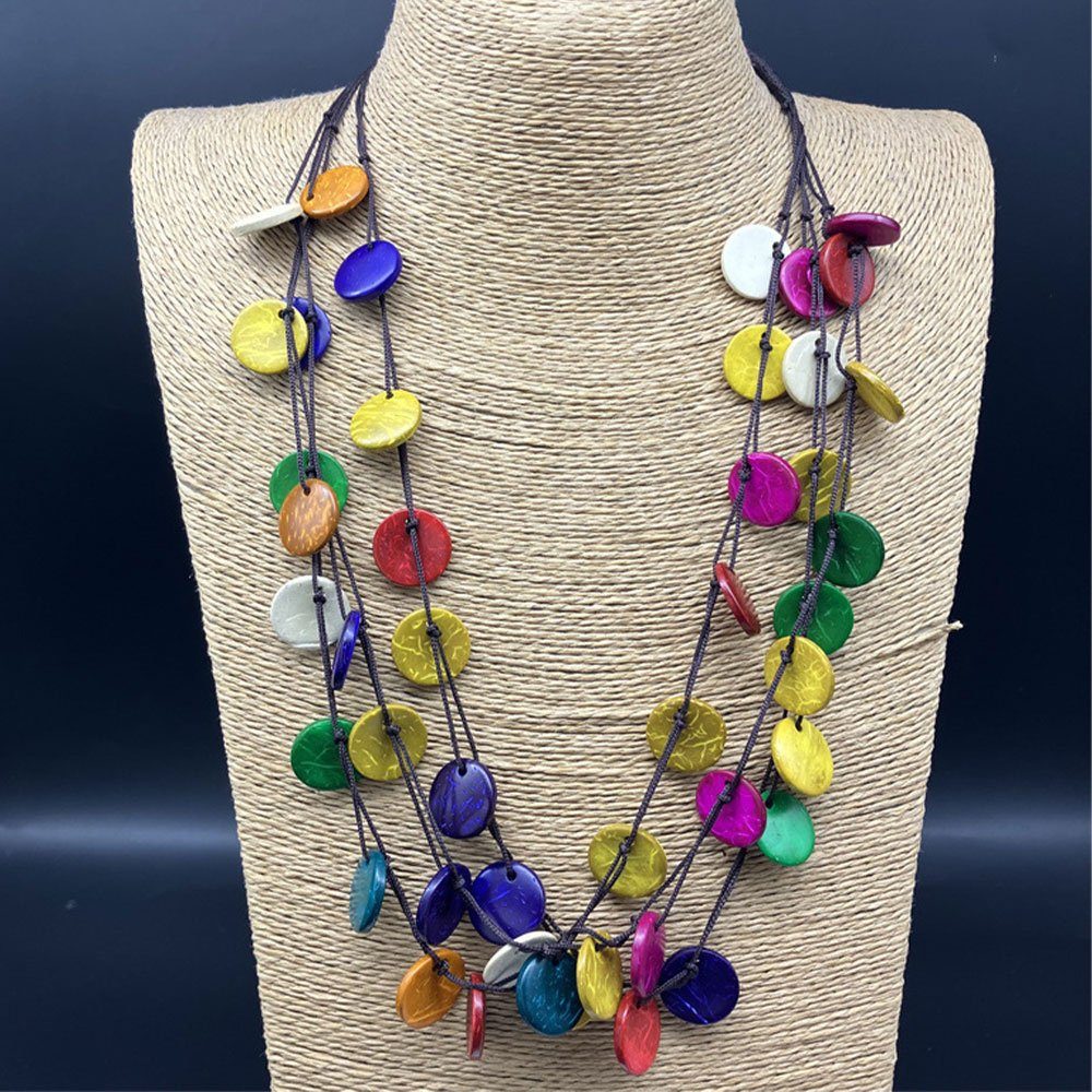 LAKKEC Charm-Kette Halskette im Bohemian-Stil Charm Runde lange mit Anhänger Urlaub Farbe