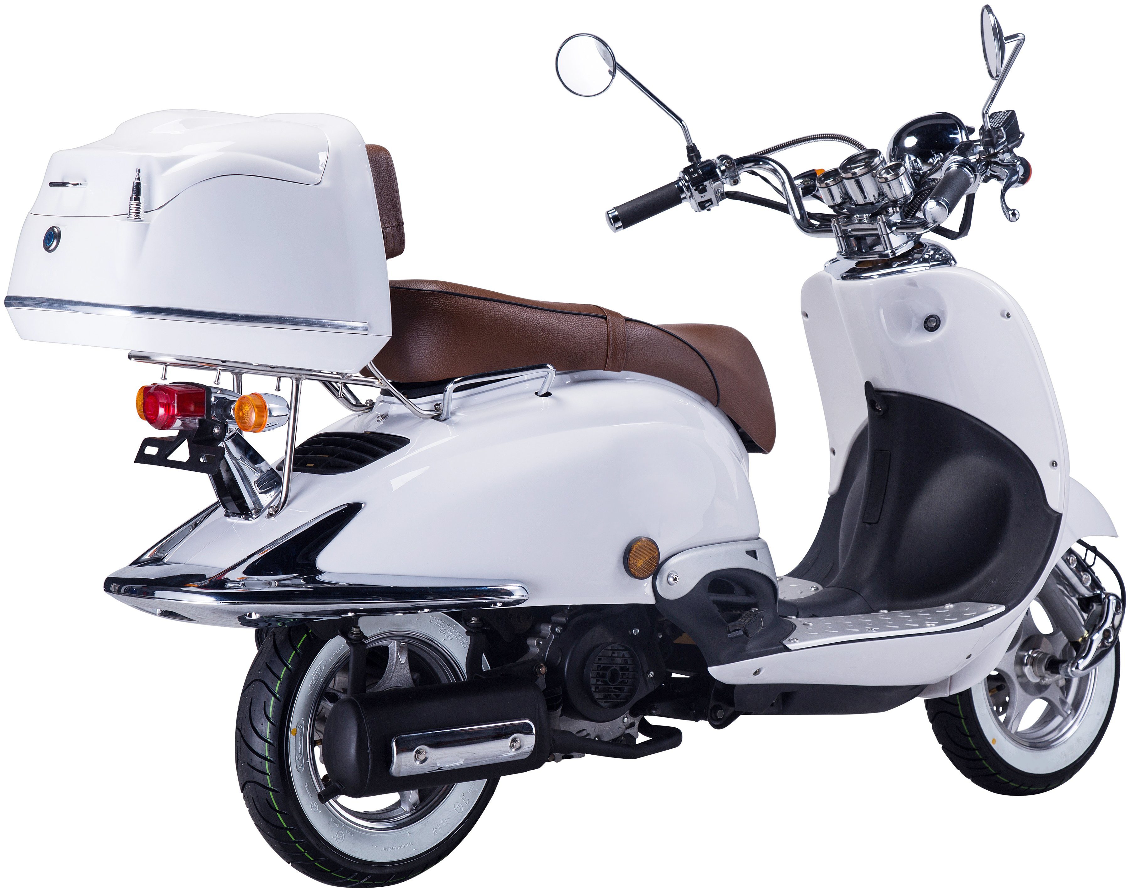 GT weiß 50 Motorroller Topcase ccm, mit 45 km/h, 5, Euro UNION (Set), Strada,