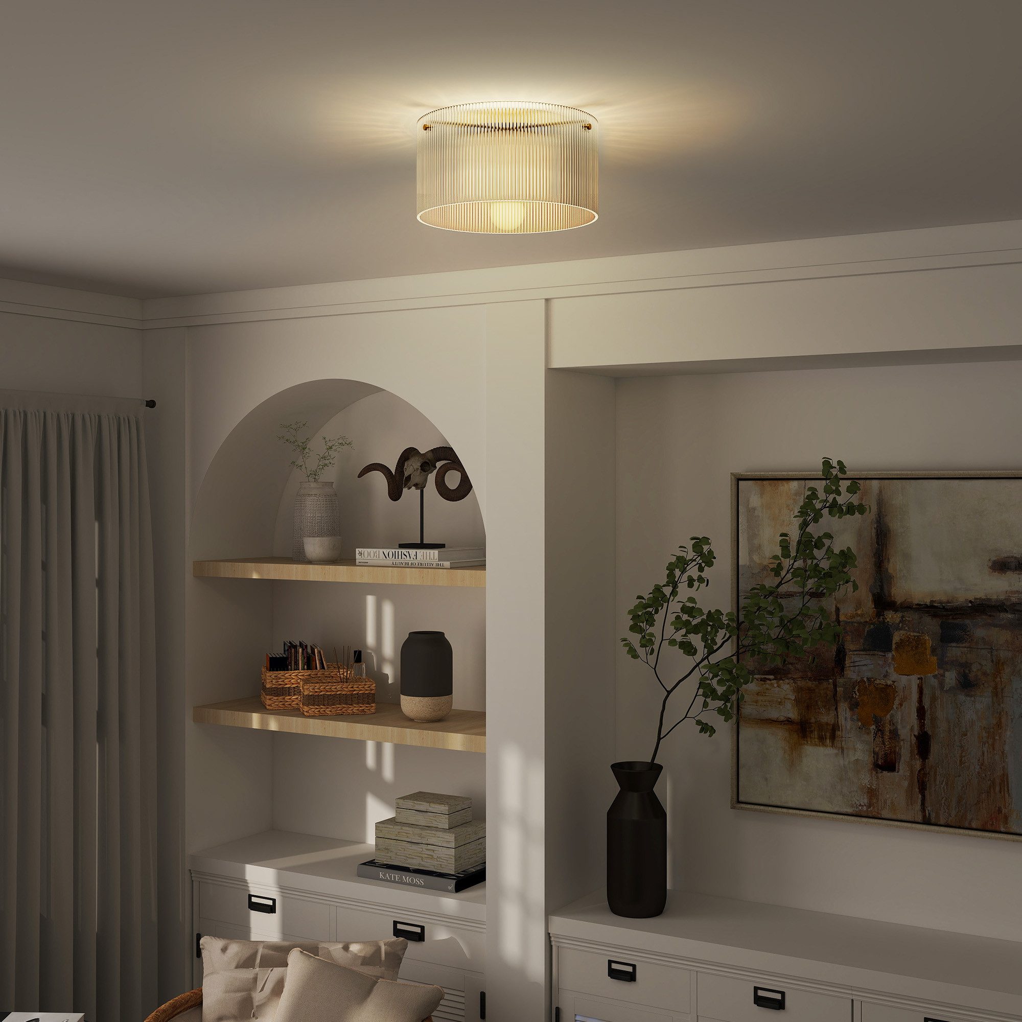 HOMCOM Deckenleuchte Deckenleuchte mit E27 Fassung, Ohne Leuchtmittel, für Schlafzimmer Wohnzimmer Ø32 x 16,5 cm, exkl.Glühbirne Transparent