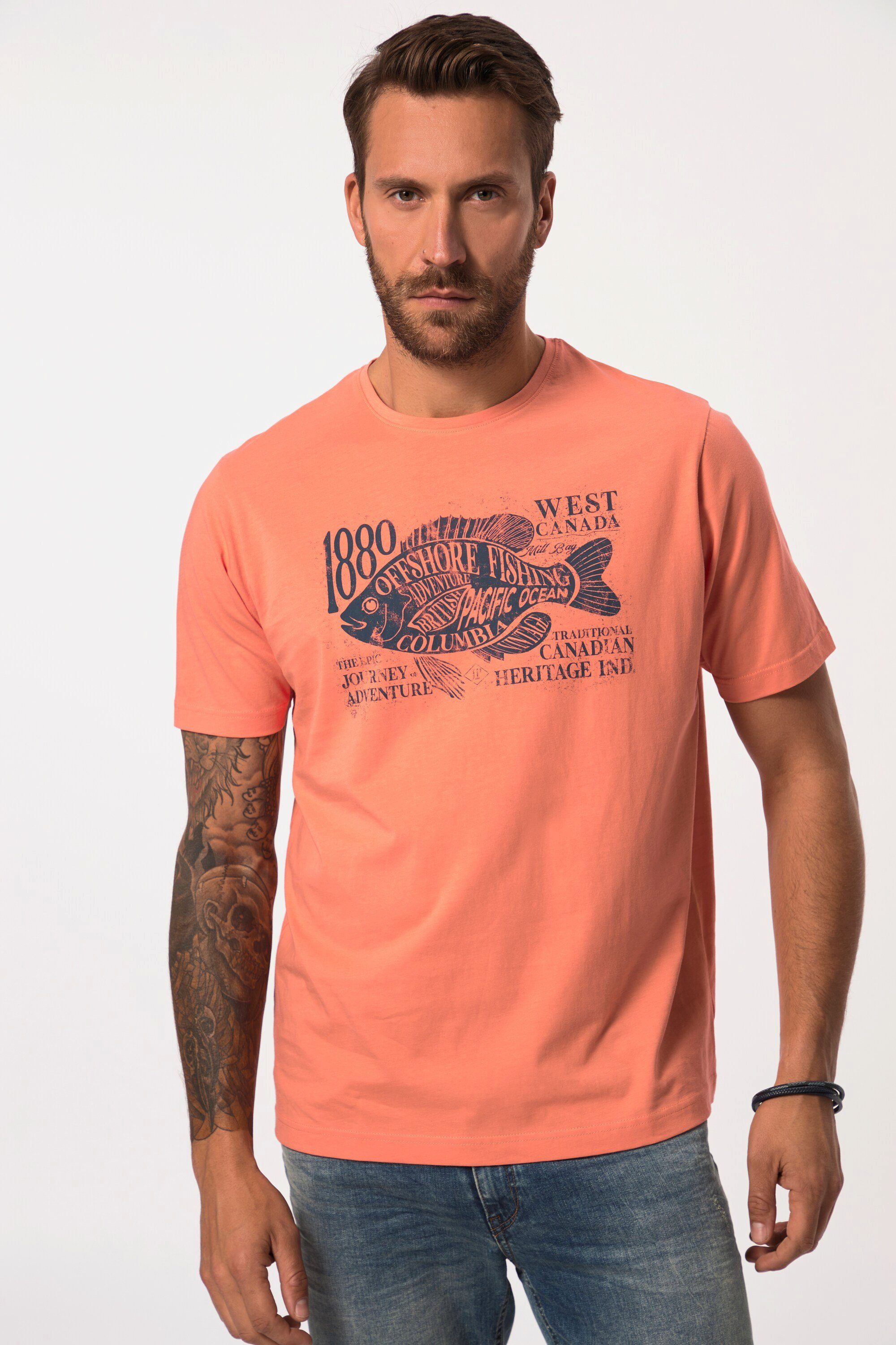 JP1880 T-Shirt T-Shirt Halbarm Brust-Print Rundhals bis 8 XL