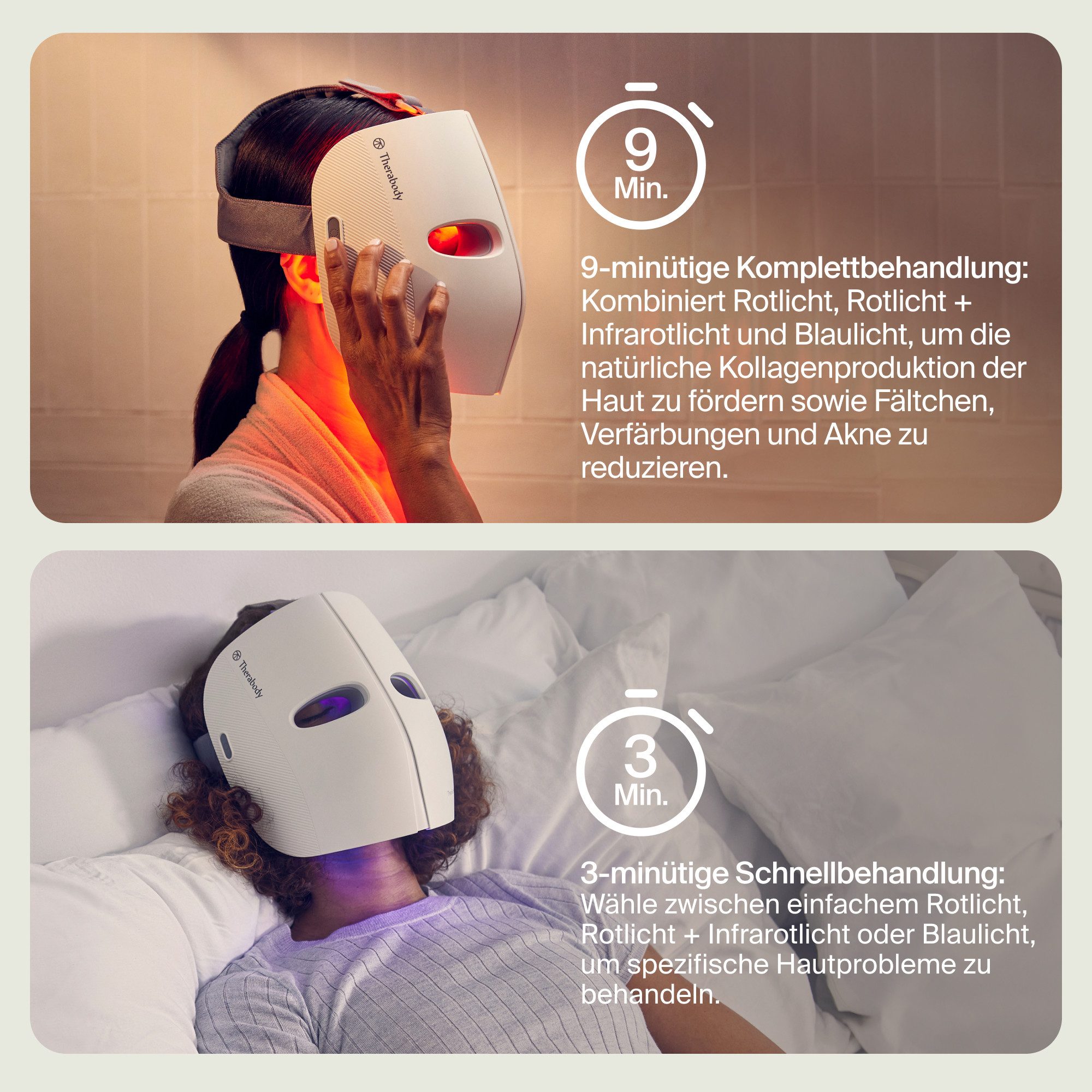 Therabody LED-Gesichtsmaske TheraFace Mask mit Vibrationstherapie, Verbesserung der Hautstruktur, klinisch erwiesene Vorteile