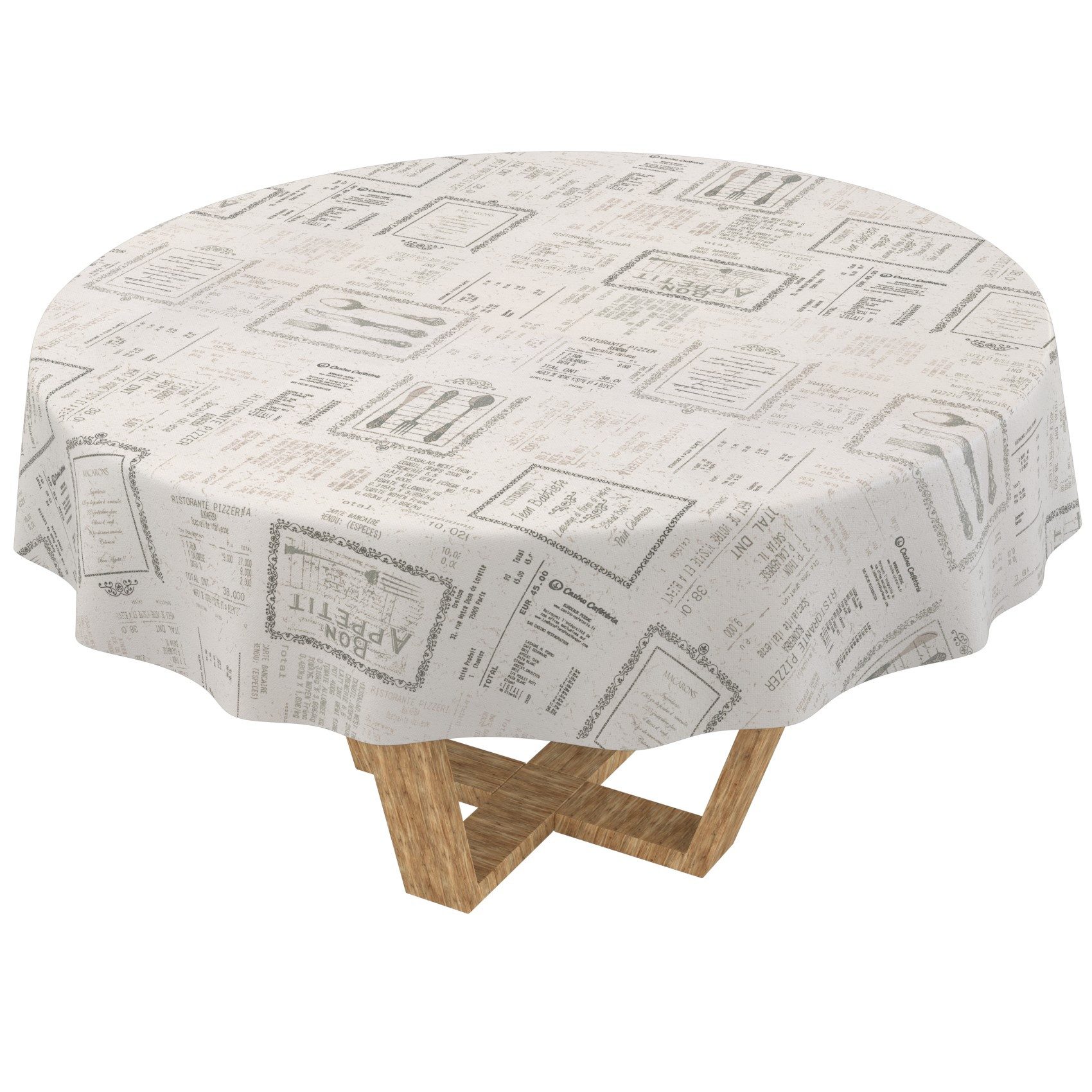 ANRO Tischdecke Wachstuch 3.0 abwaschbar Vintage Tischwäsche (Einzelstück 1-tlg), wasserabweisend PU-Beschichtet Zeitlos Grau Rund 100cm