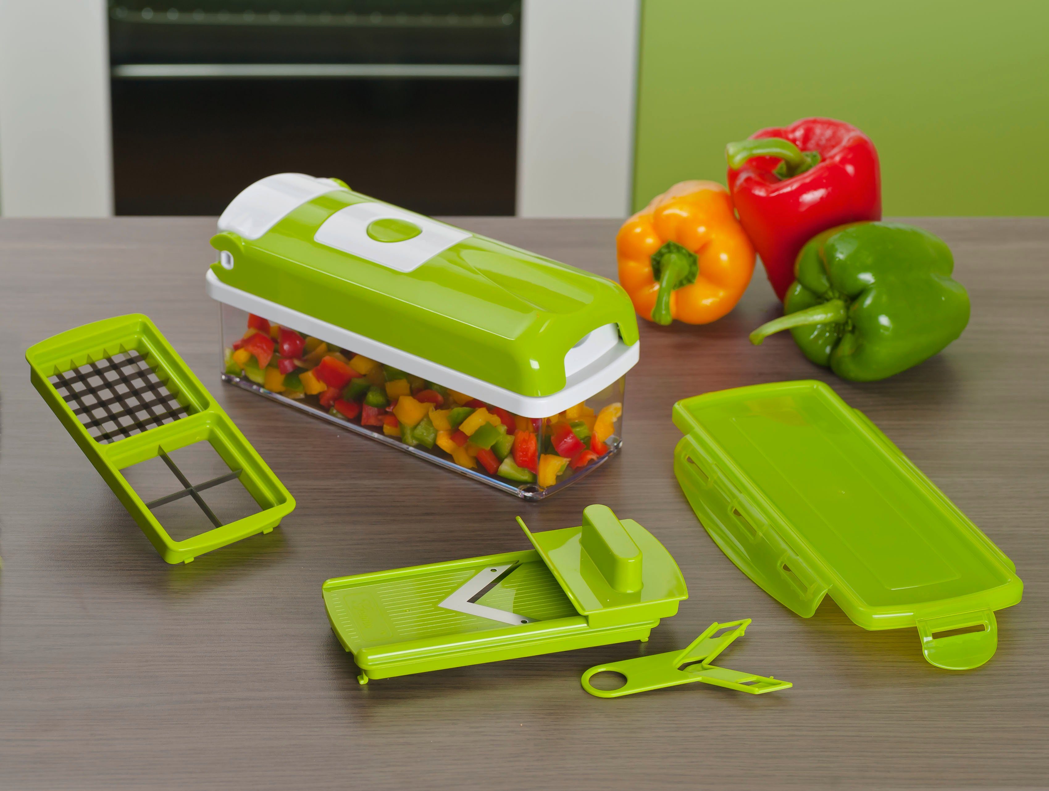 Genius Gemüseschneider Nicer Dicer smart, 13tlg. Gemüseschneider für Würfel, Stifte, Scheiben